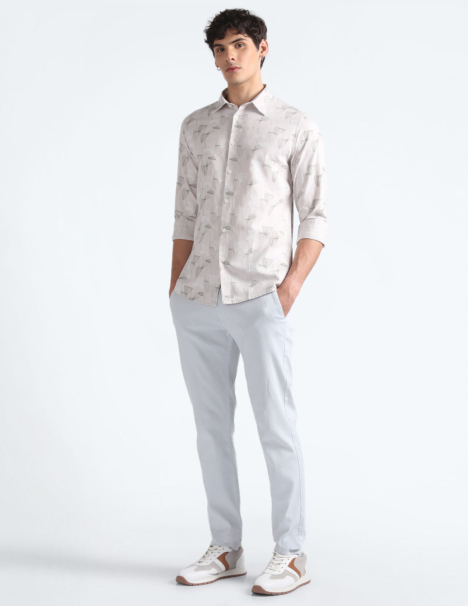 Flying Machine Tropical Print Cotton Shirt