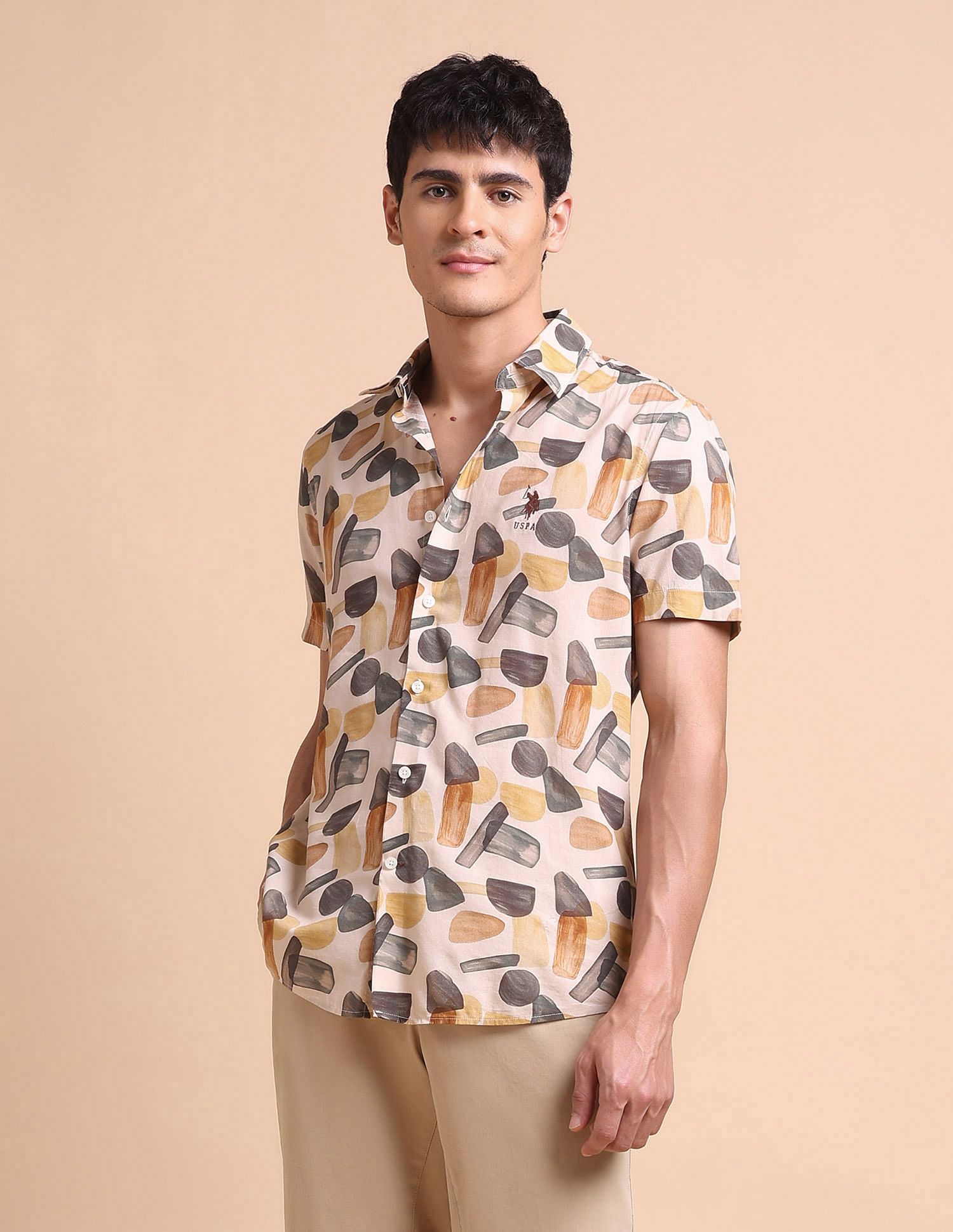 U.S. Polo Assn. Denim Co. Abstract Printed Slim Fit Shirt