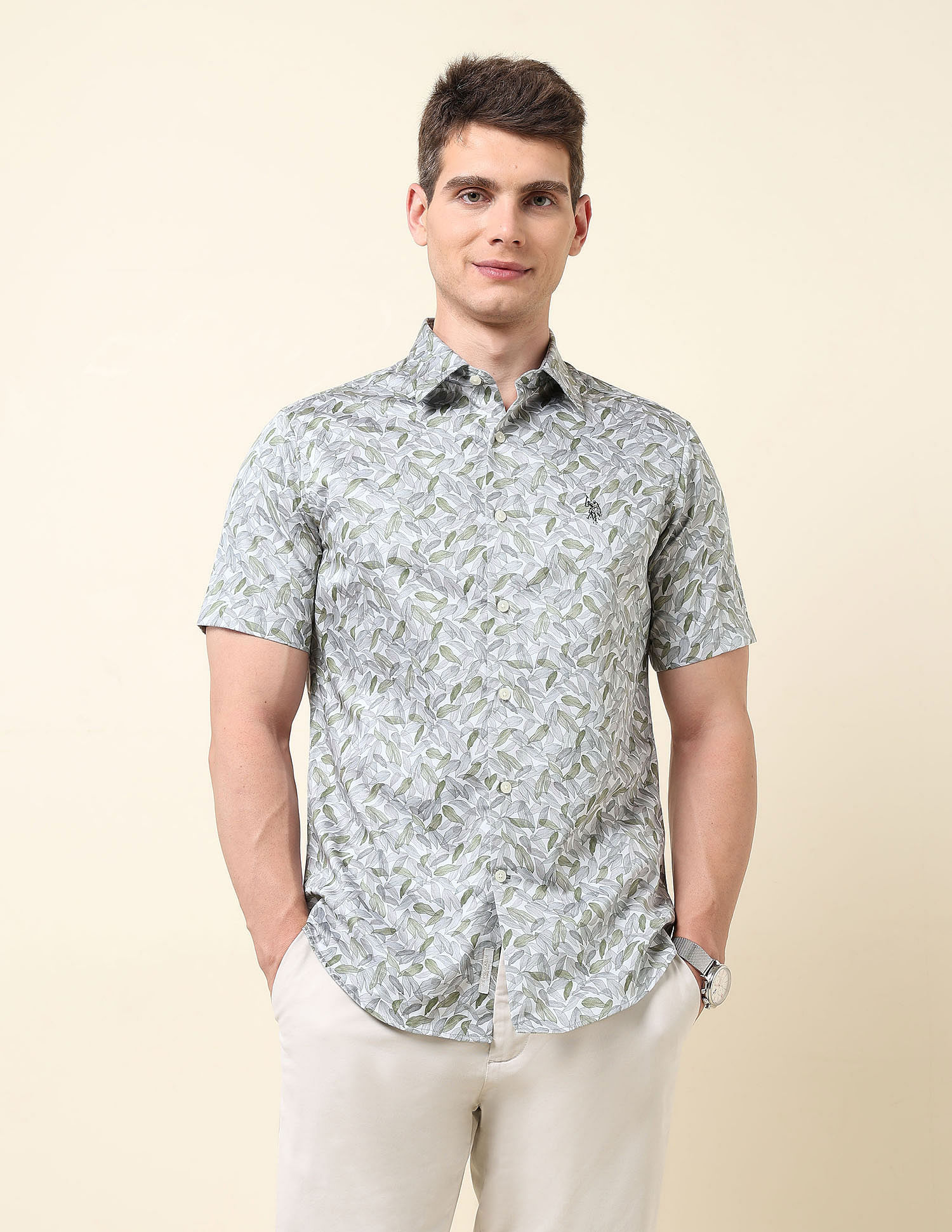 U.S. Polo Assn. Tropical Printed Satin Shirt