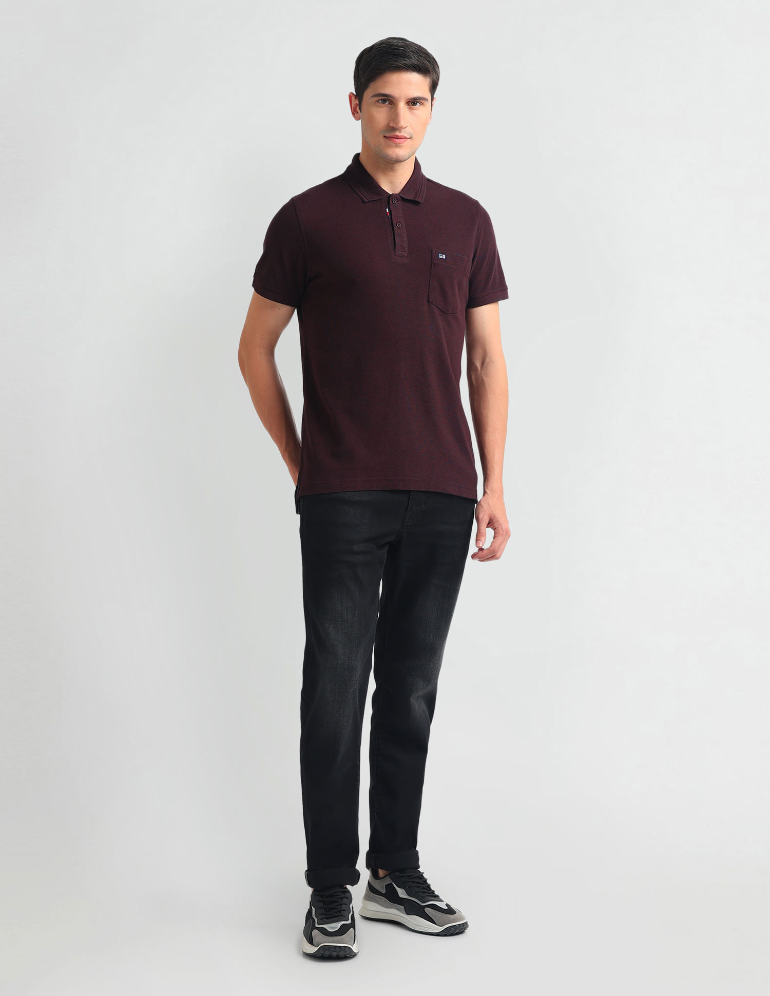 Arrow Sports Solid Chest Pocket Polo Shirt