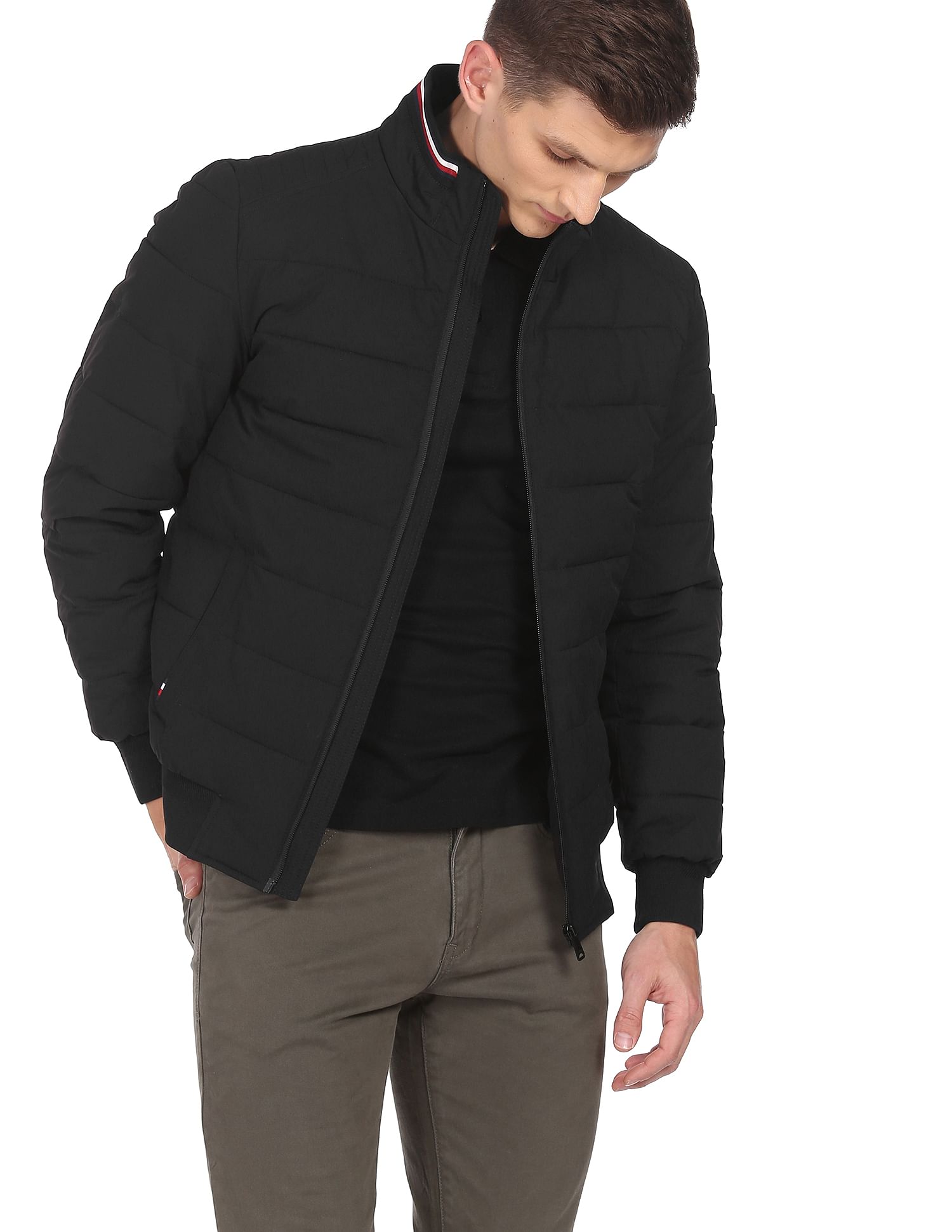 Quilted jacket with high neck best sale