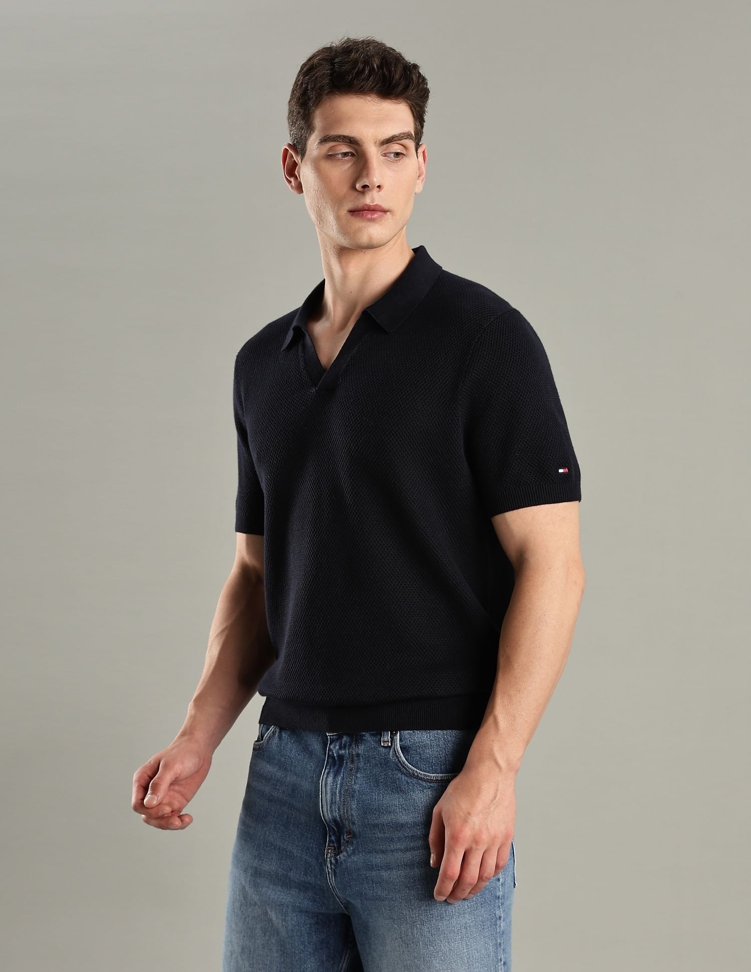 Tommy Hilfiger Texture Regular-Fit Cotton Polo T-Shirt