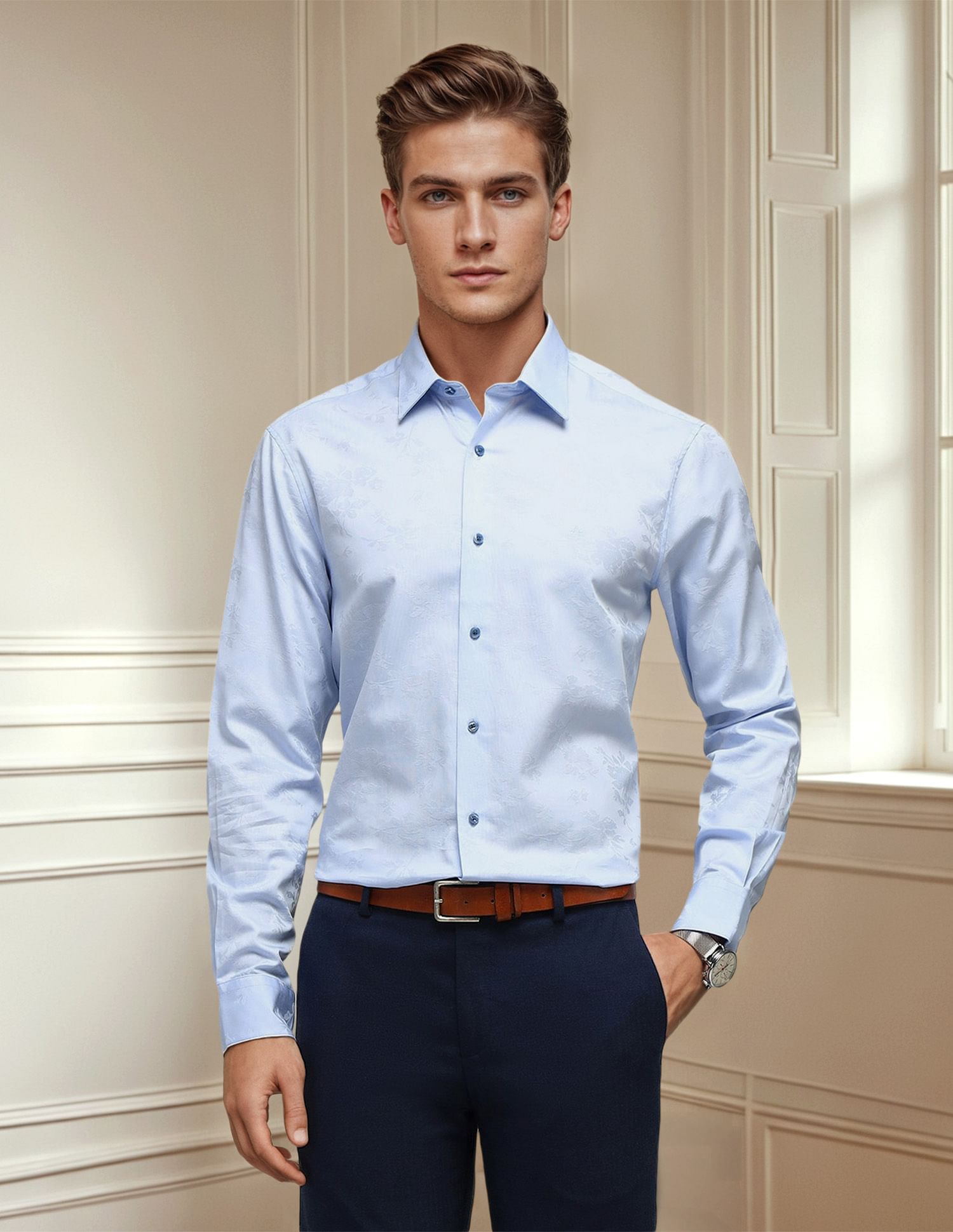 Arrow Slim Fit Textured Pattern Shirt
