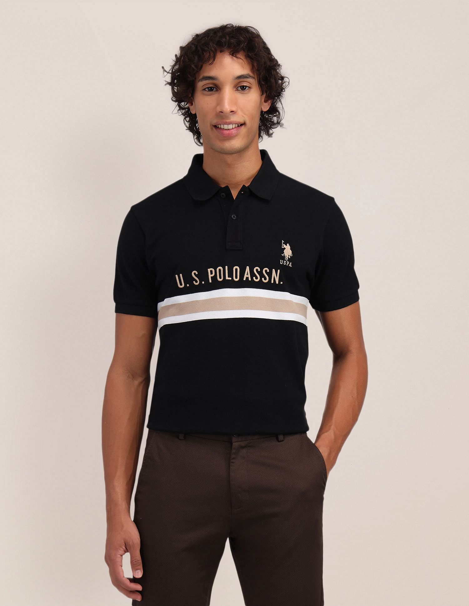 U.S. Polo Assn. Horizontal Striped Cotton Polo Shirt