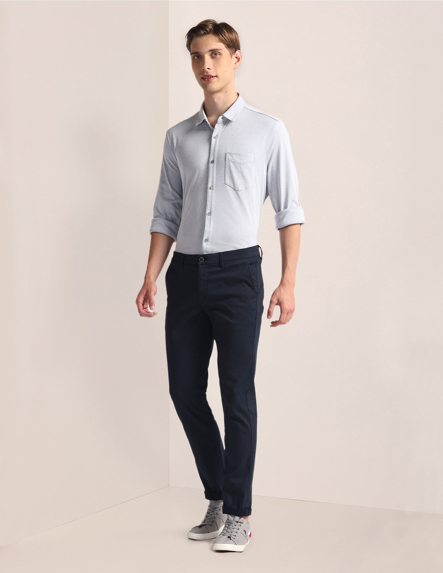 U.S. Polo Assn. Geometric Print Slim Twill Trousers