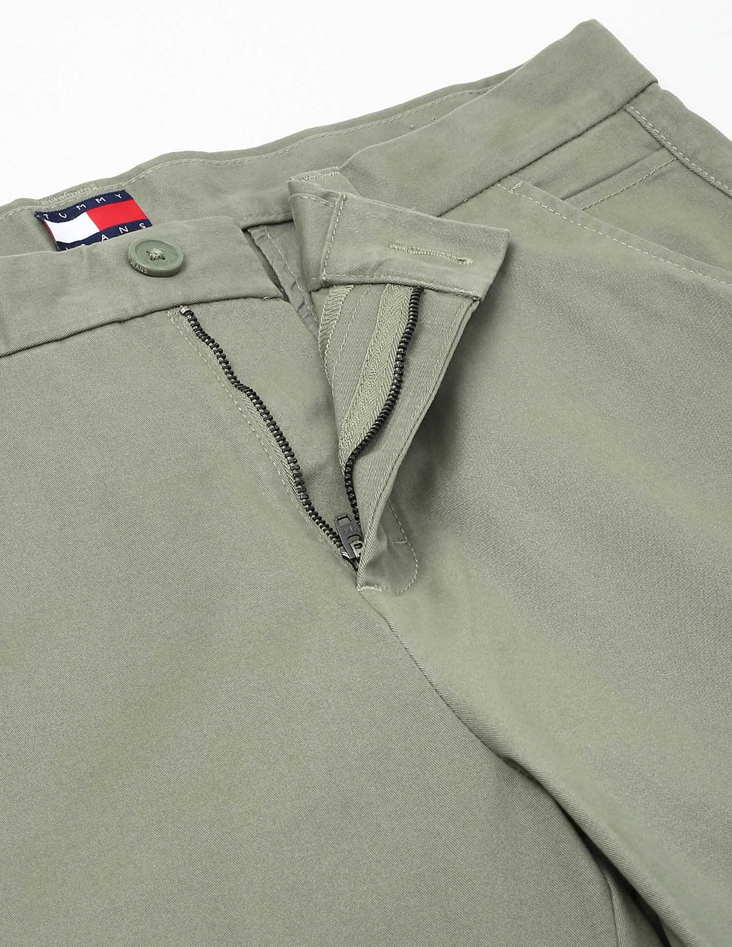 Tommy Hilfiger Kids Green Solid Trousers for Fresh Look
