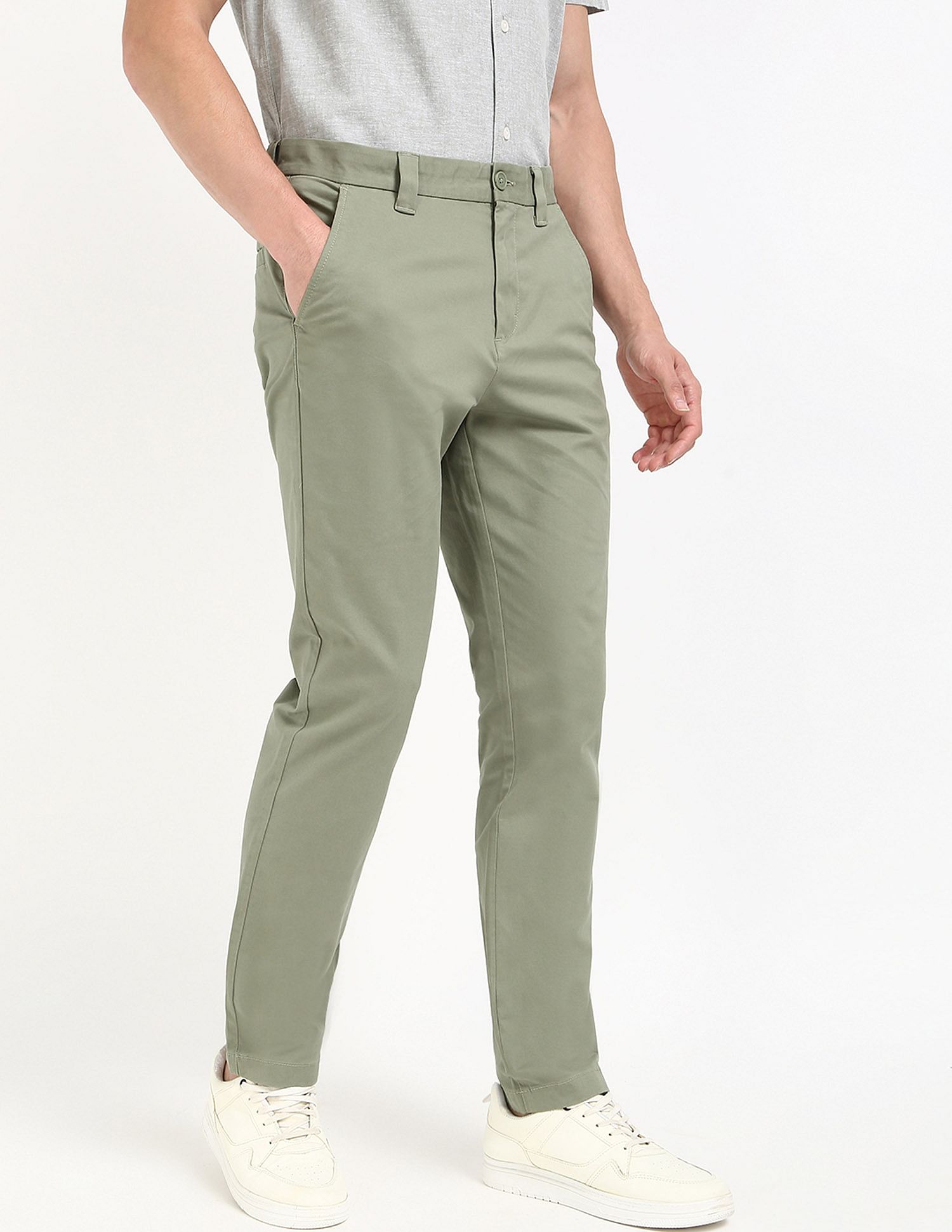 Tommy Hilfiger Kids Green Solid Trousers for Fresh Look