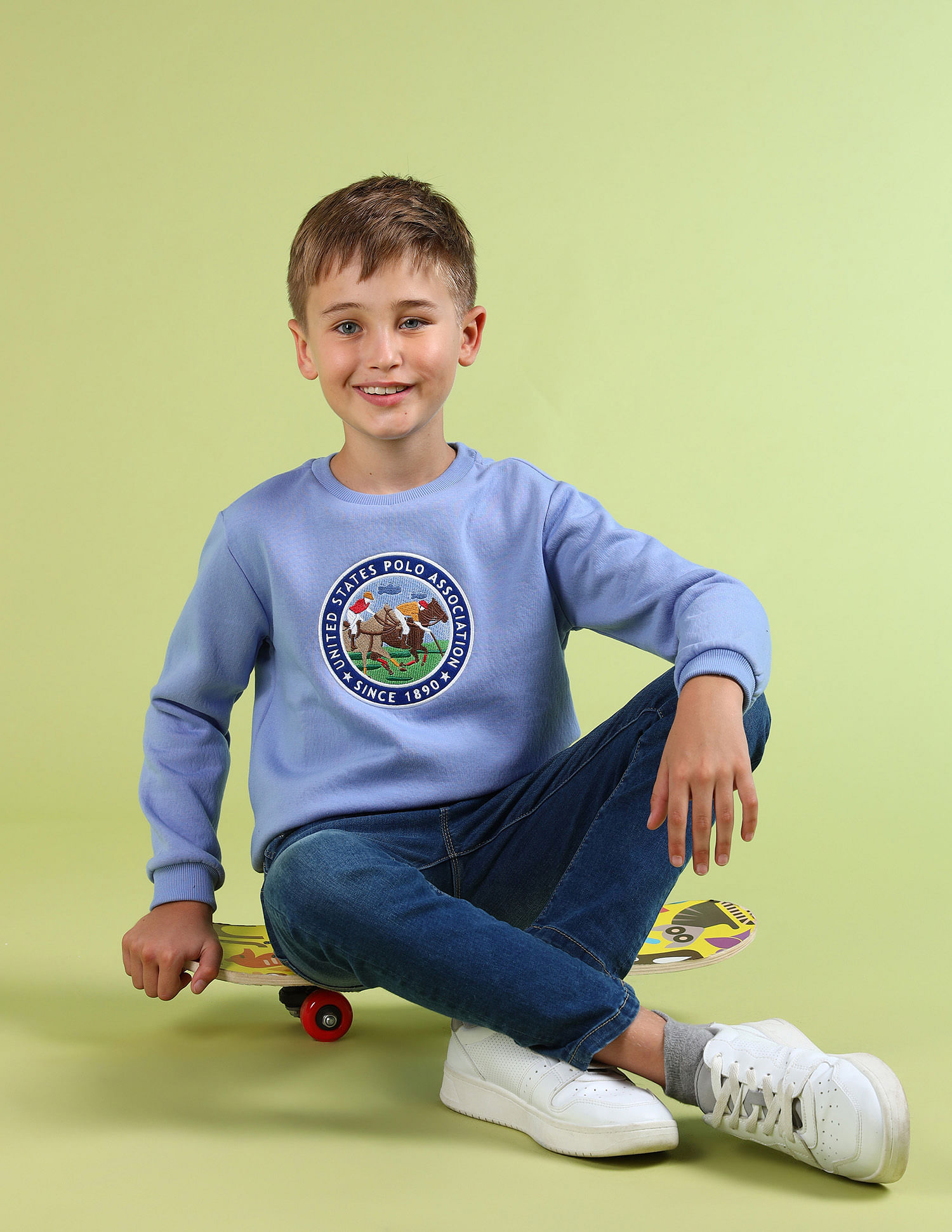 U.S. Polo Assn. Kids Boys Regular Fit Brand Embroidered Sweatshirt