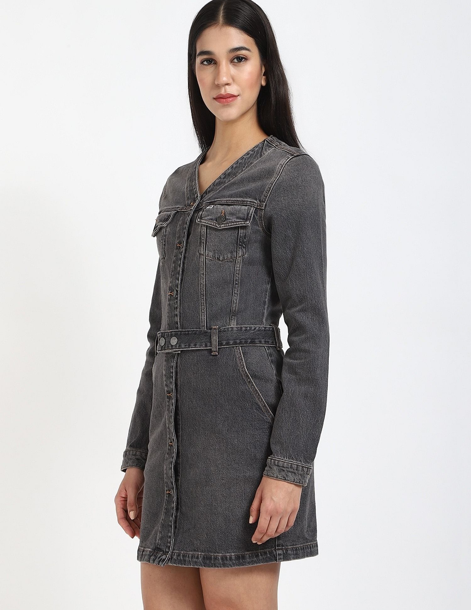 Tommy Hilfiger Cotton V-Neck Denim Dress
