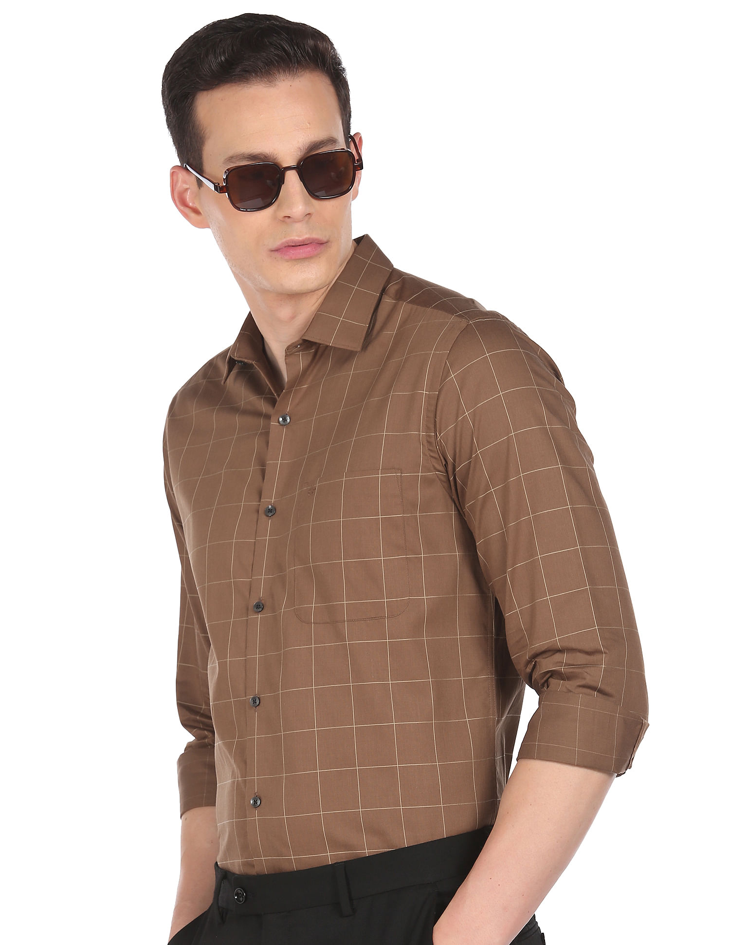 トップス BROCHURE GENERALLY SHIRTS BROWN CHECK S BROCHURE GENERALLY SHIRTS BROWN CHECK（Forest check shirt in