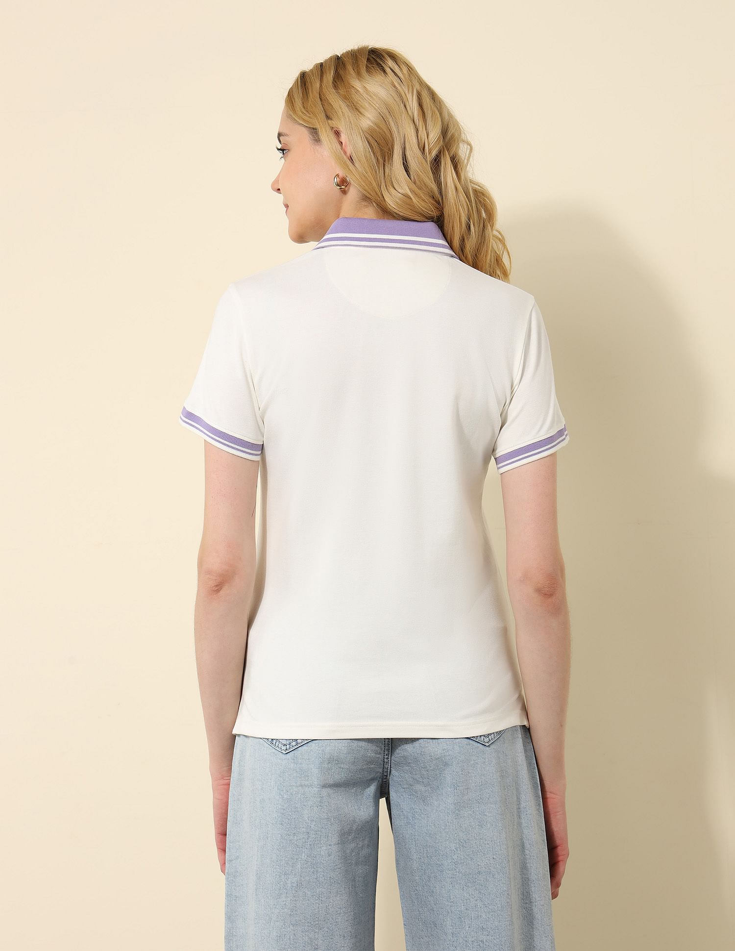 U.S. Polo Assn. Women Tipped Collar Regular Fit Polo Shirt