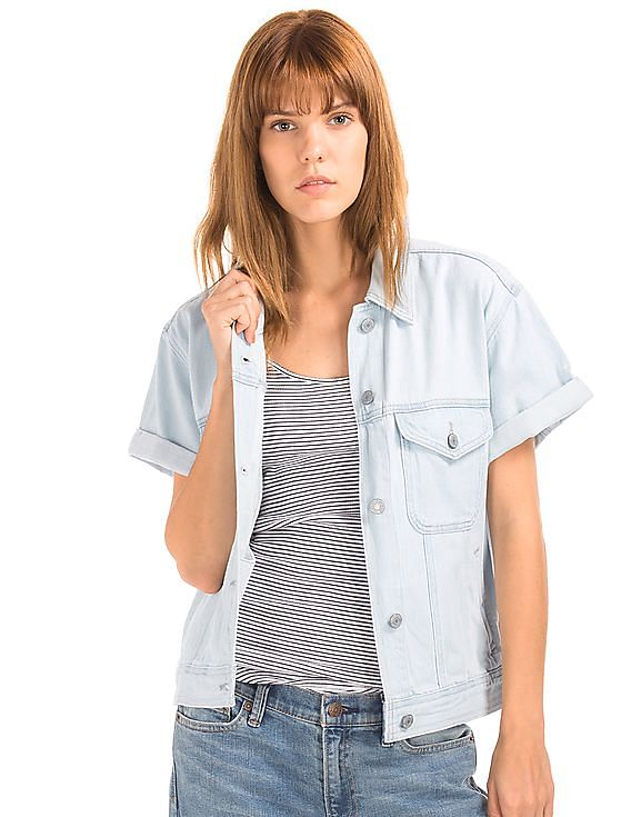 Gap Teen Girls Sz L Denim Jacket Blue NWT Short Casual Long Sleeve Light  Wash | eBay