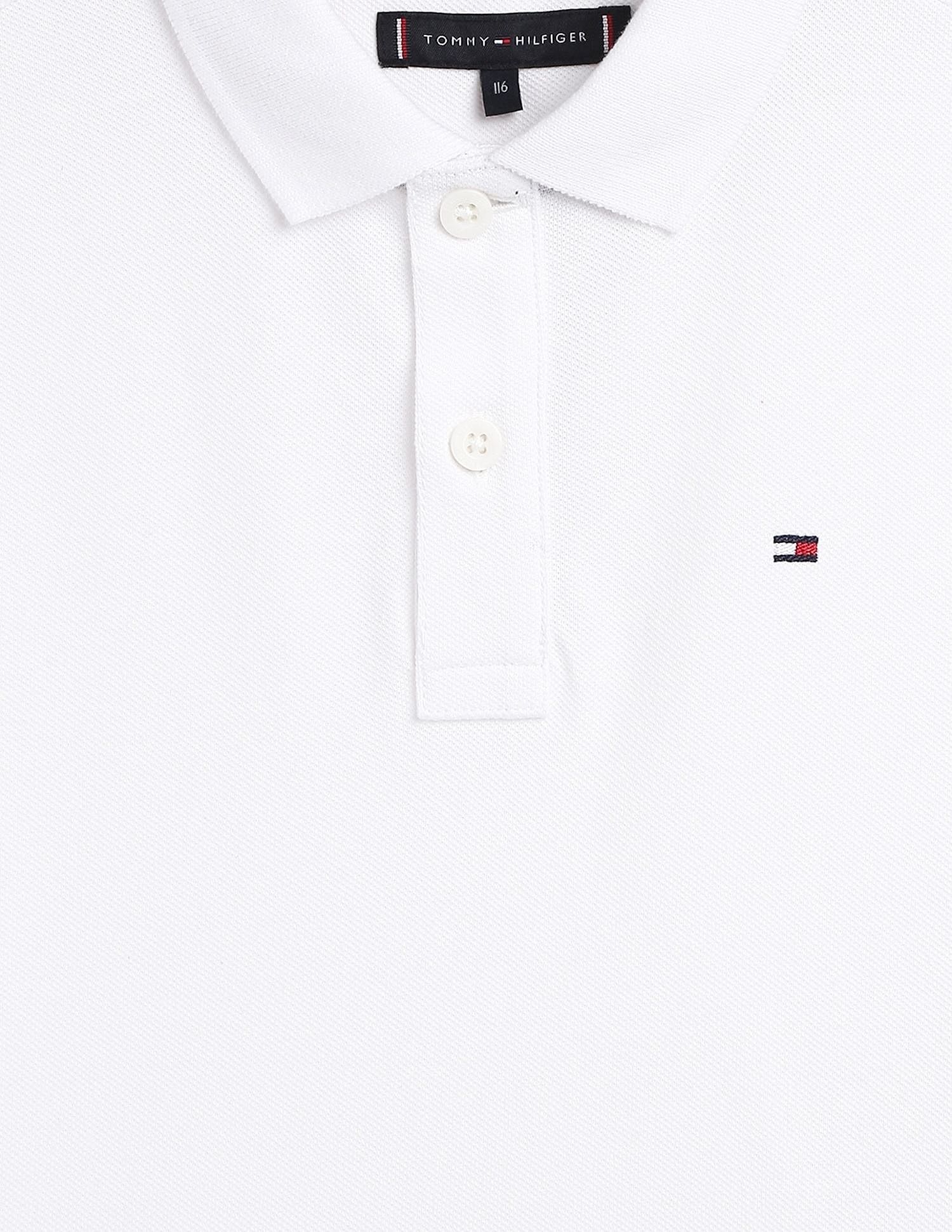 Tommy Hilfiger Boys White Solid Polo Shirt