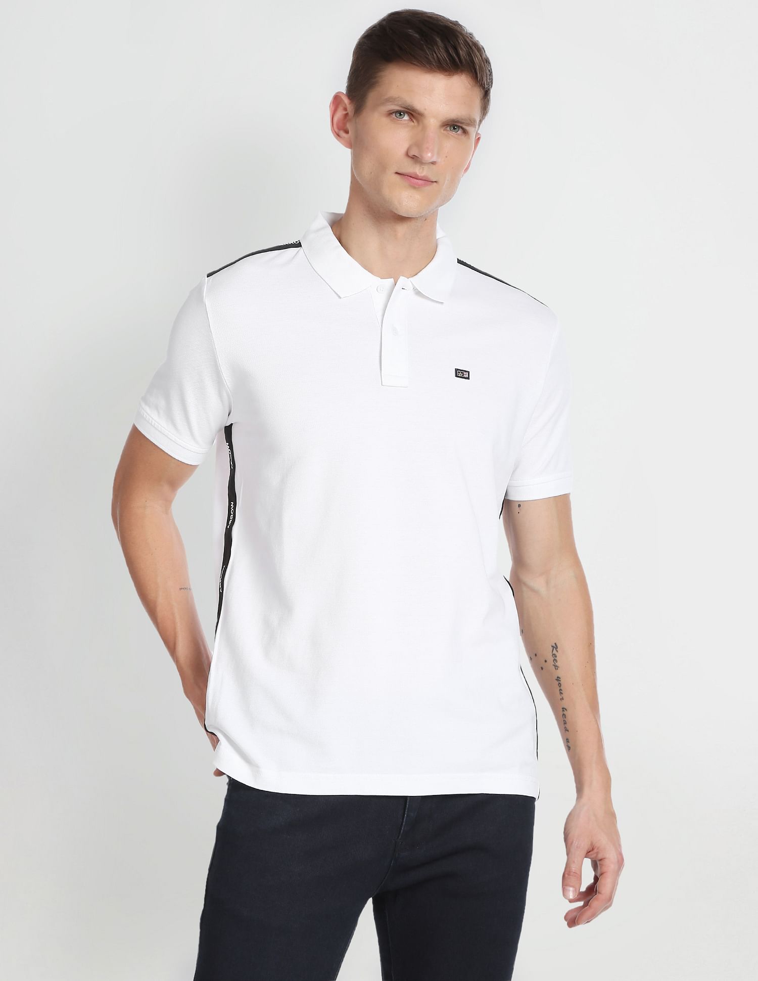 Arrow Sports Brand Taped Pique Polo Shirt