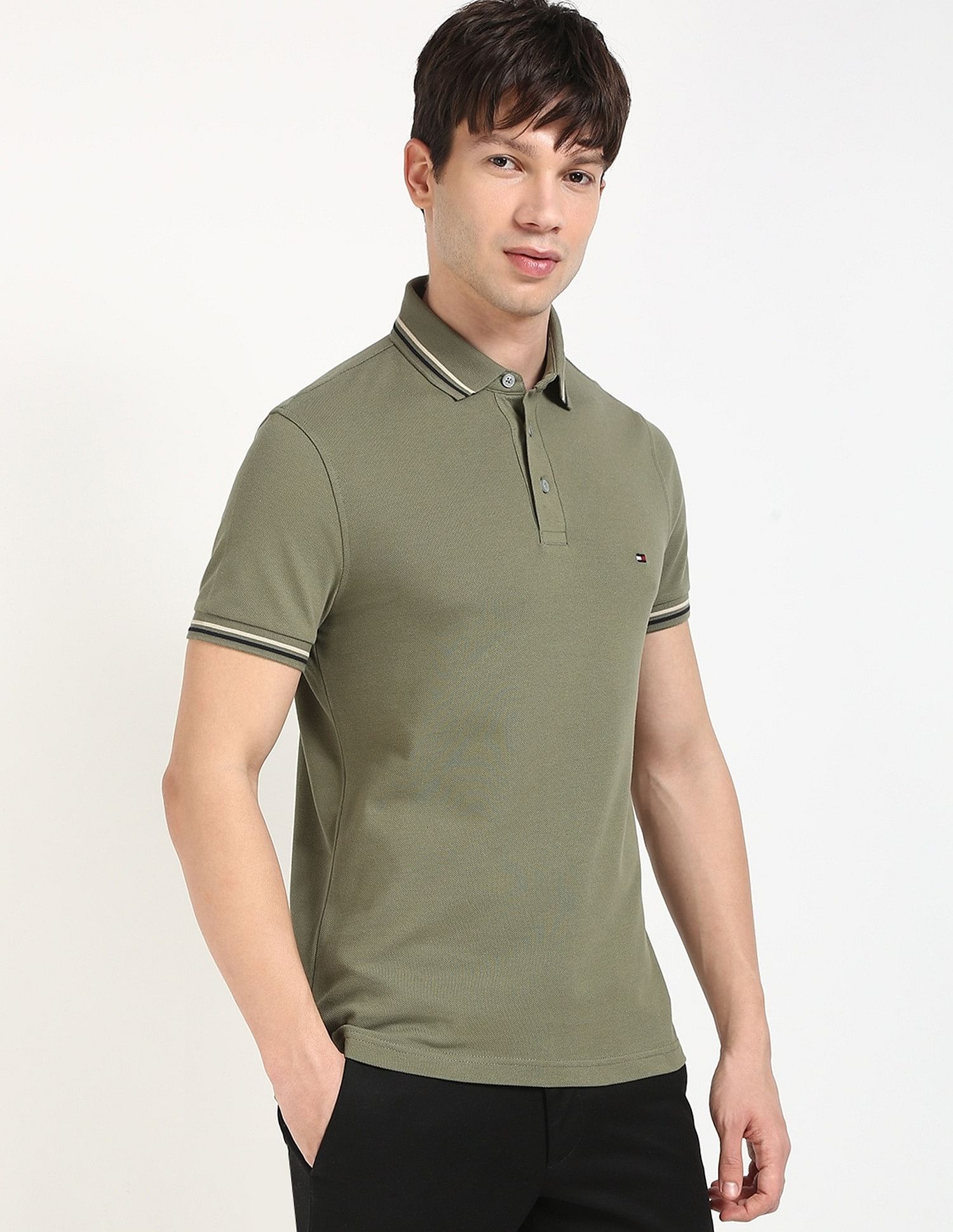Tommy Hilfiger Solid Slim-Fit Cotton Polo T-Shirt