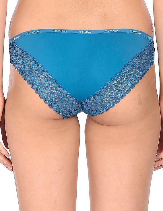 Women's Lace Trim Cotton Bikini Underwear - Auden™ Blue 4X