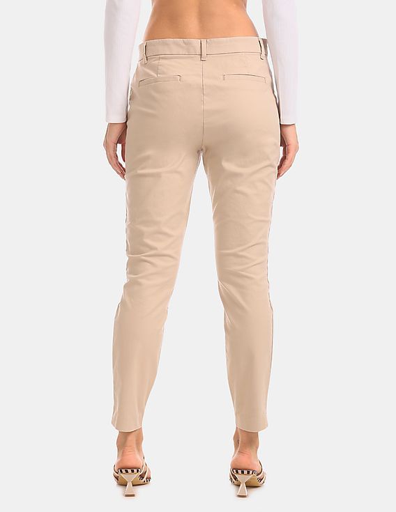 Buy GAP Women Beige Skinny Fit Ankle Length Trousers