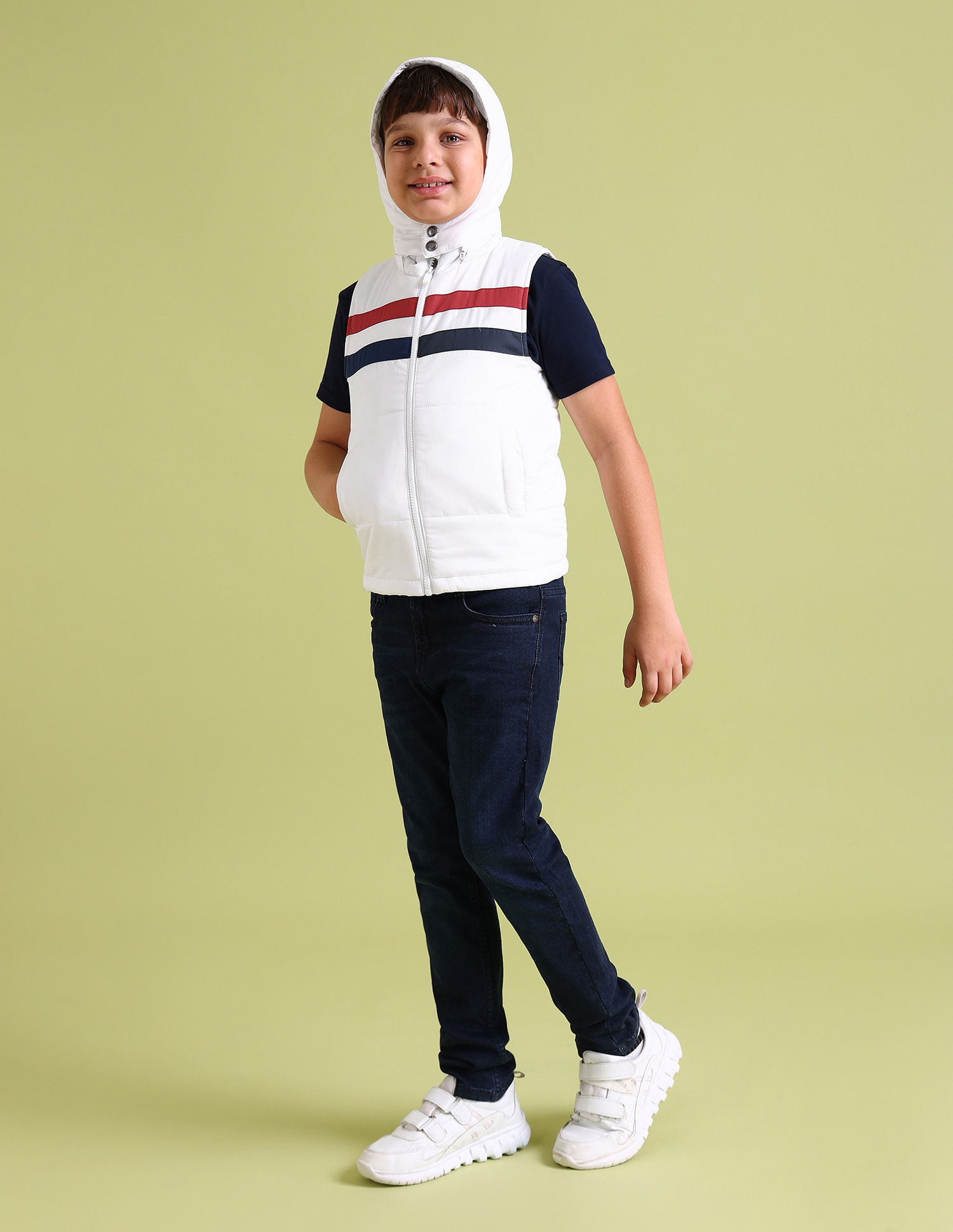 U.S. Polo Assn. Kids Sleeveless Horizontal Stripe Puffer Jacket