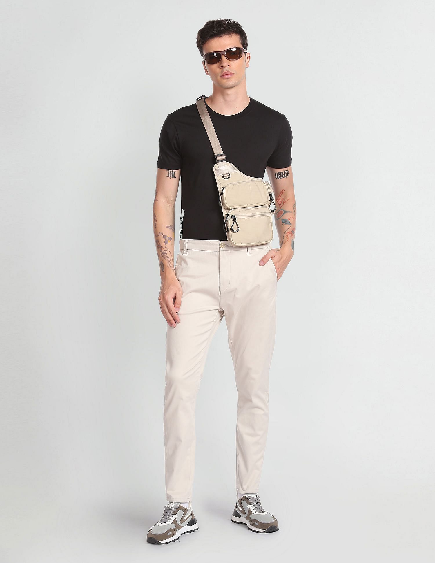 Flying Machine Mid Rise Slim Tapered Trousers
