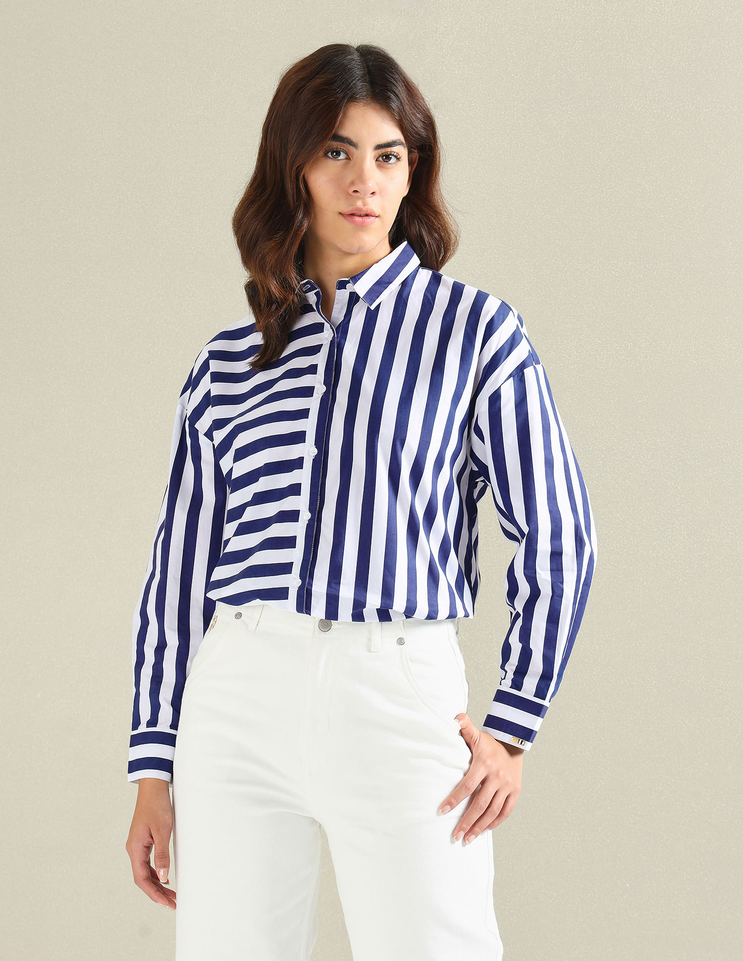 U.S. Polo Assn. Women Striped Boyfriend Shirt