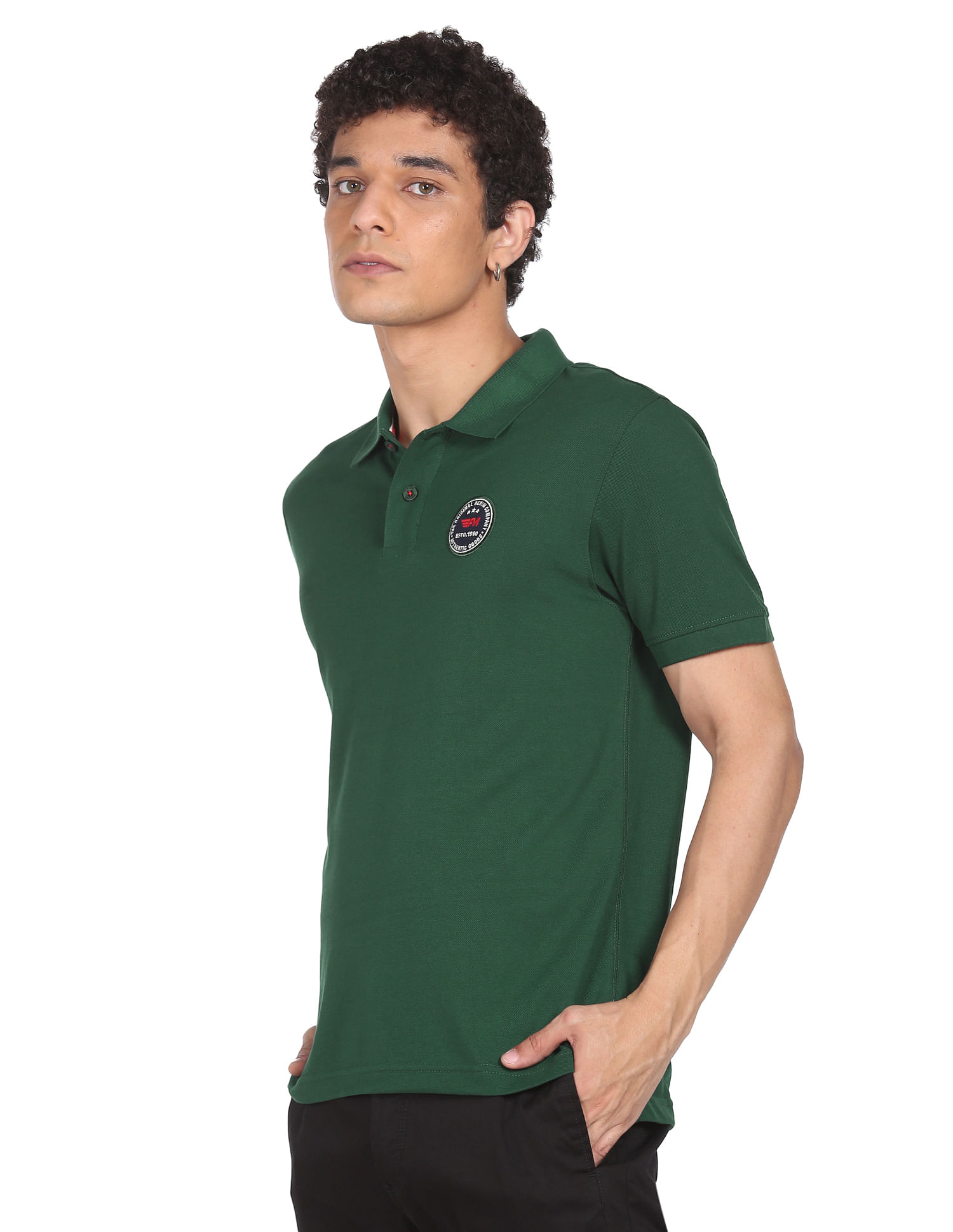 Flying Machine Printed Collar Applique Logo Polo Shirt
