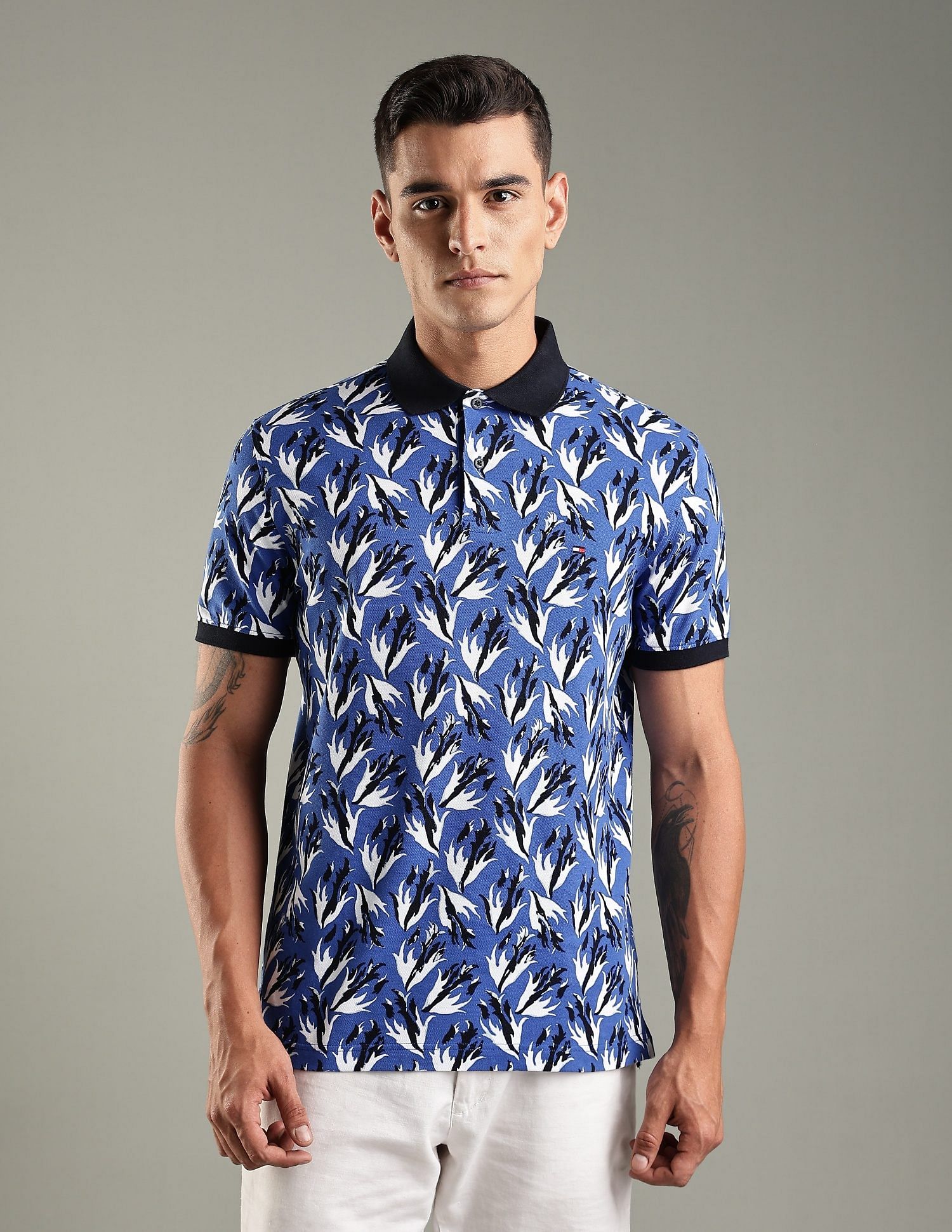 Tommy Hilfiger Printed Regular-Fit Cotton Polo Shirt