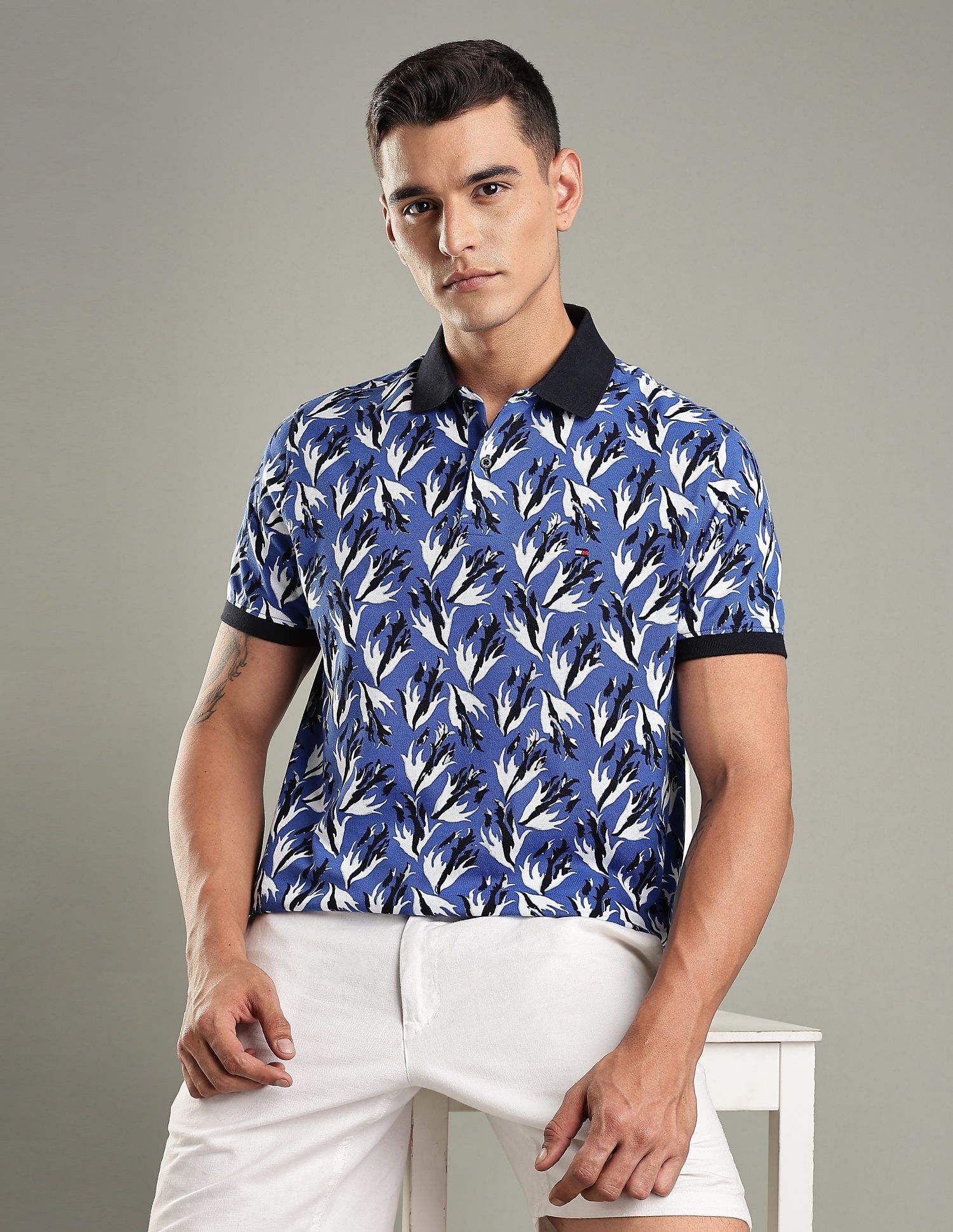 Tommy Hilfiger Printed Regular-Fit Cotton Polo Shirt
