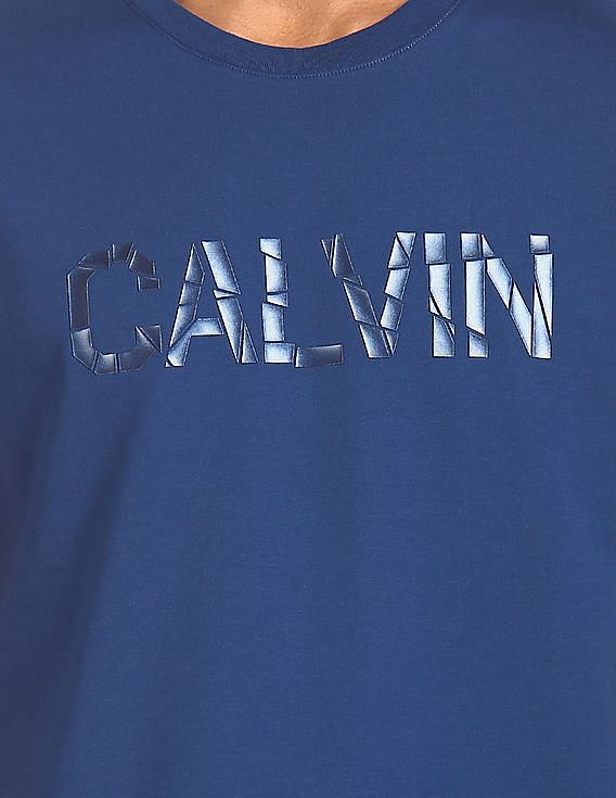 Calvin Klein Men Navy Slim Fit Logo T-Shirt