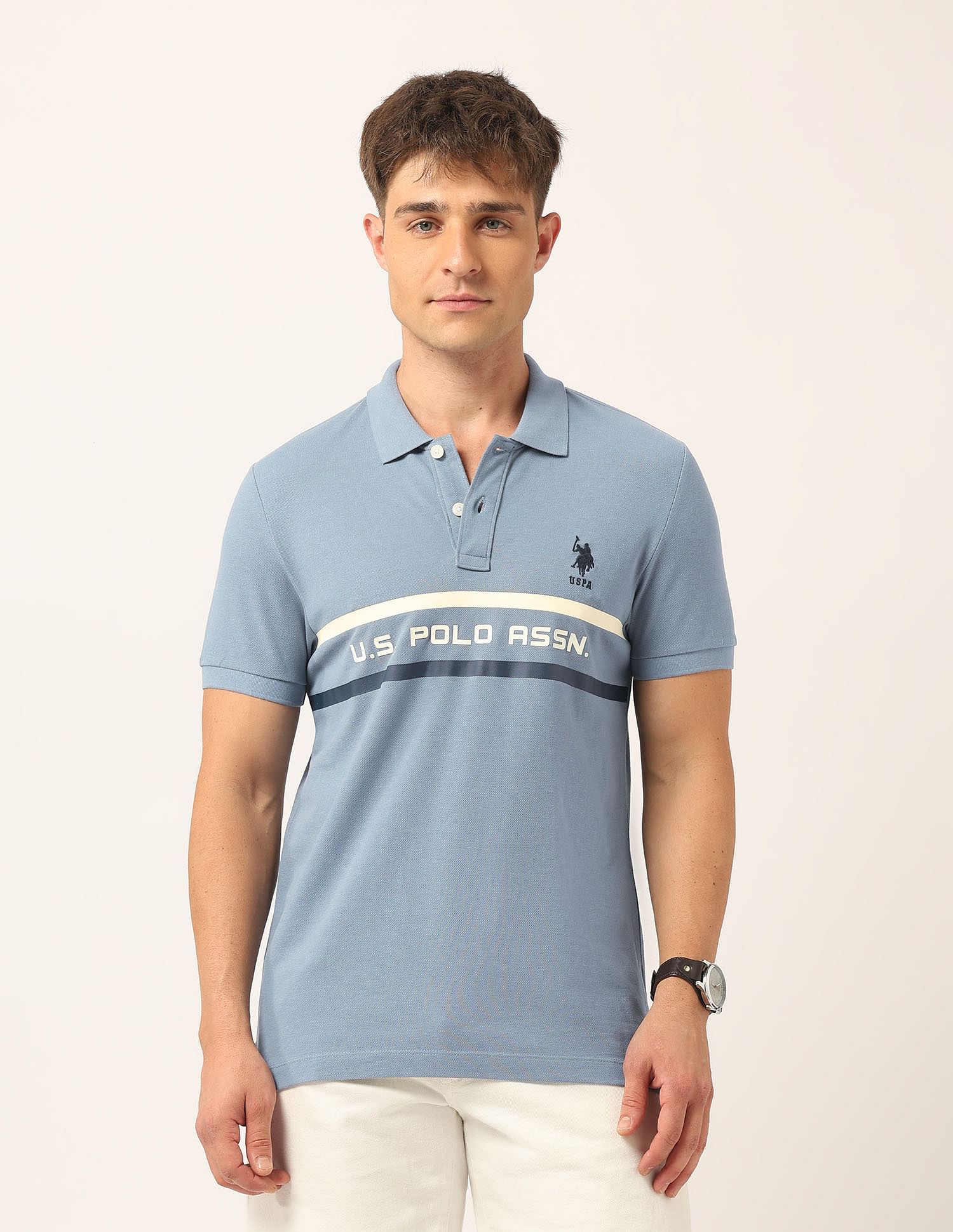 U.S. Polo Assn. Denim Co. Brand Printed Muscle Fit Polo Shirt