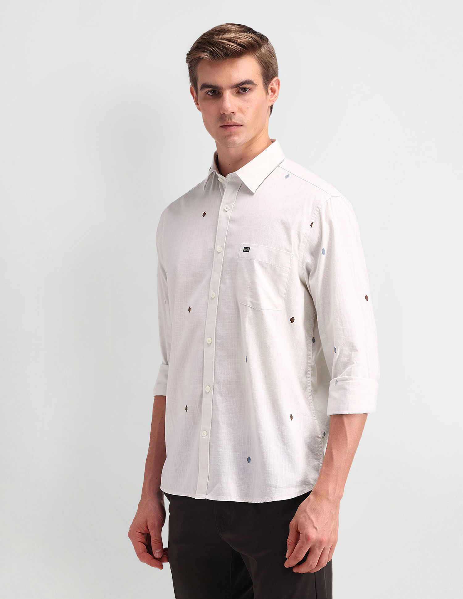 Arrow Sport Geometric Print Cotton Shirt