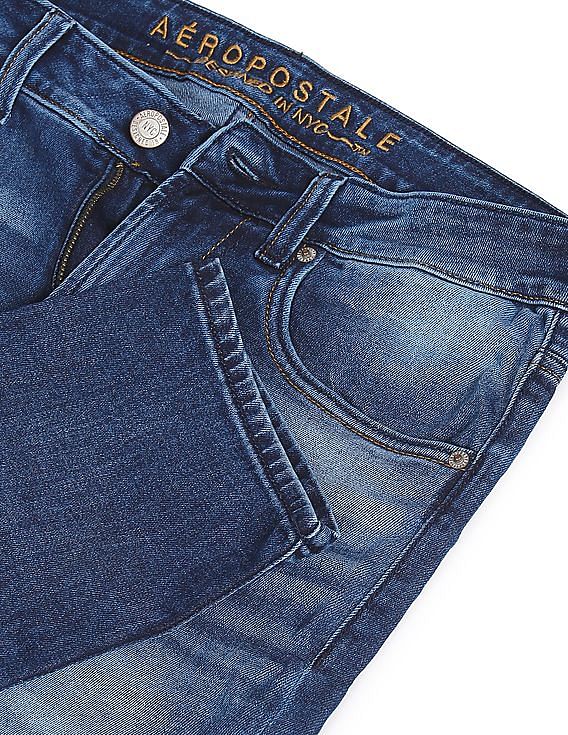 Aeropostale Men Blue Skinny Fit Whiskered Jeans