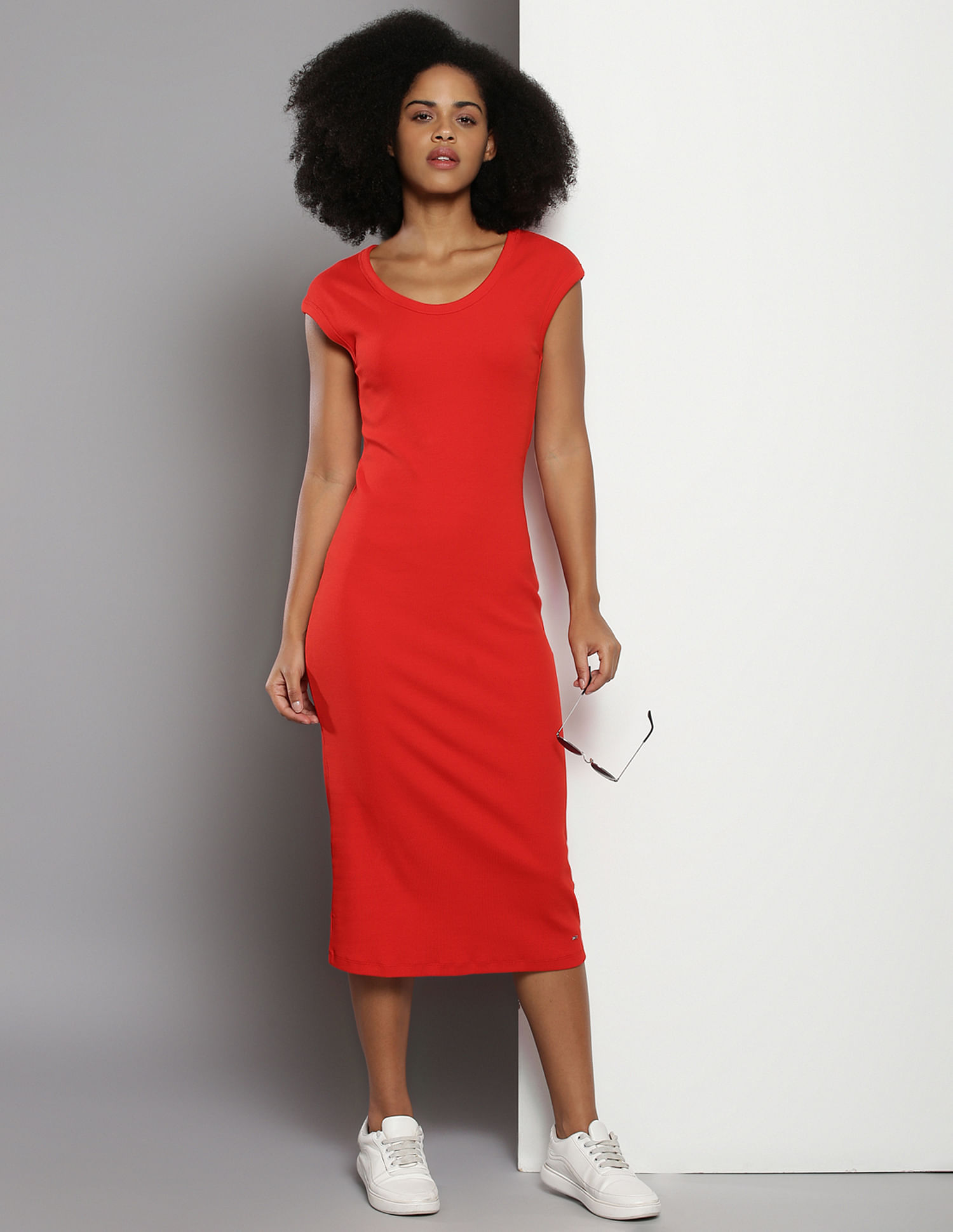 Tommy Hilfiger Midi Bodycon Ribbed Dress