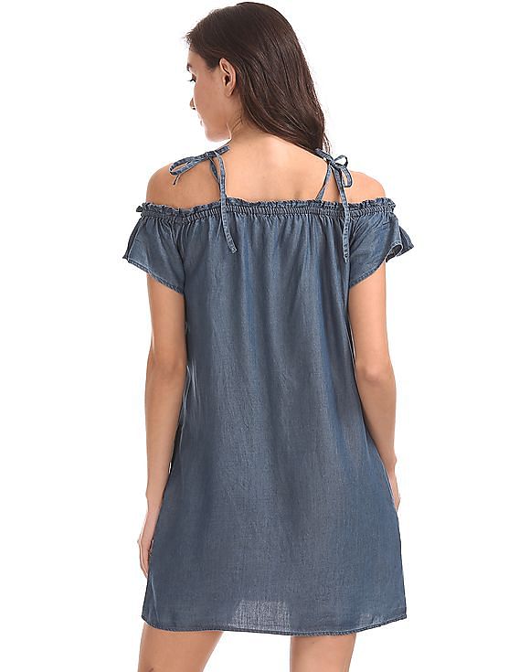 Buy Aeropostale Cold Shoulder Chambray Dress NNNOW