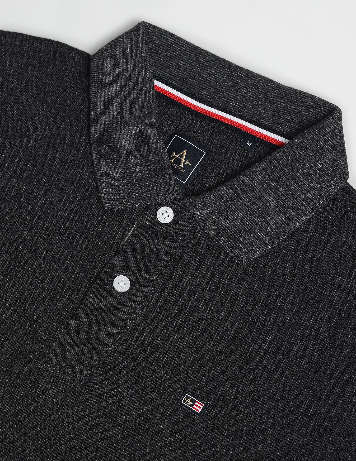 Arrow Sports Striped Sleeve Hem Heathered Polo Shirt