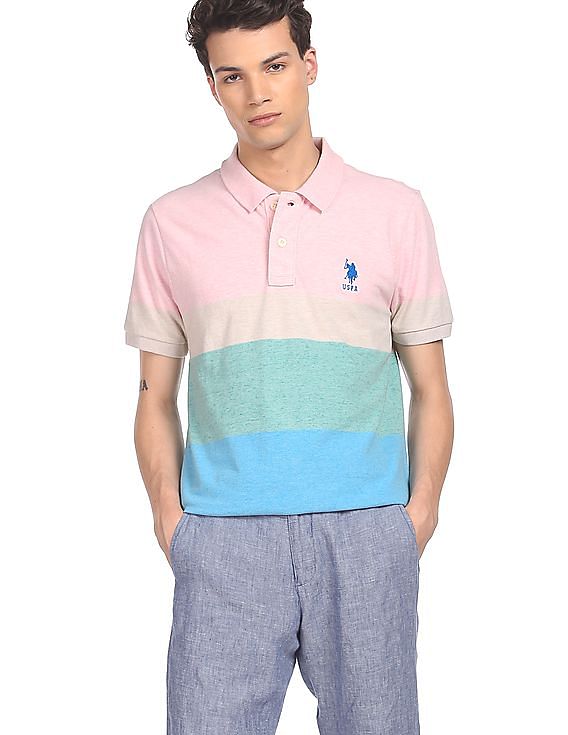 pink and blue polo shirt