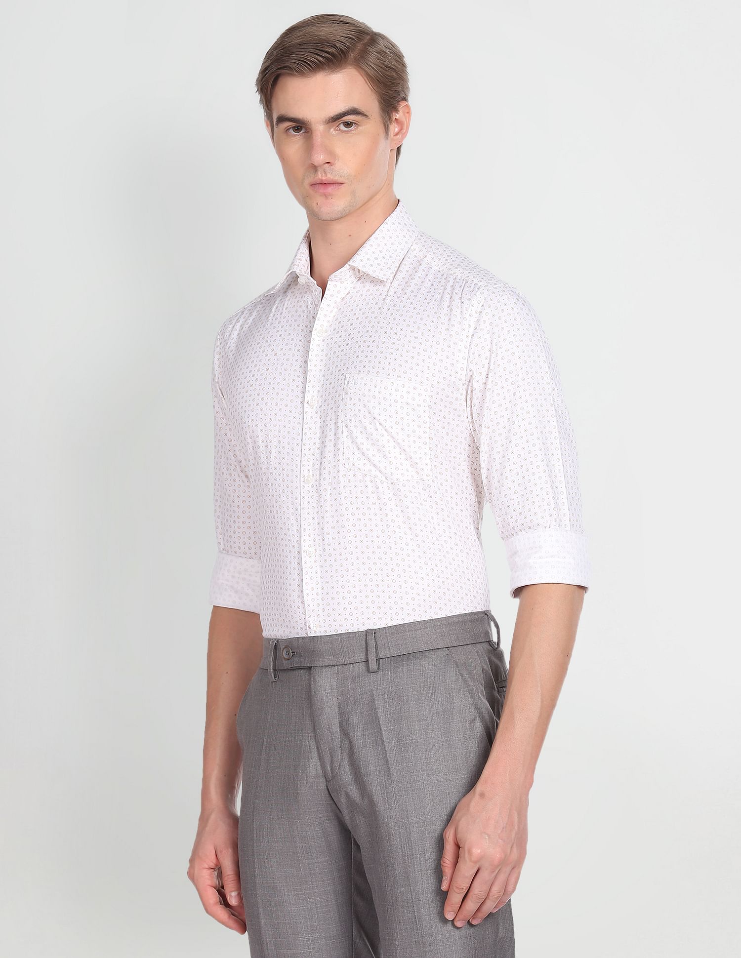 Arrow Geometric Print Cotton Dobby Shirt