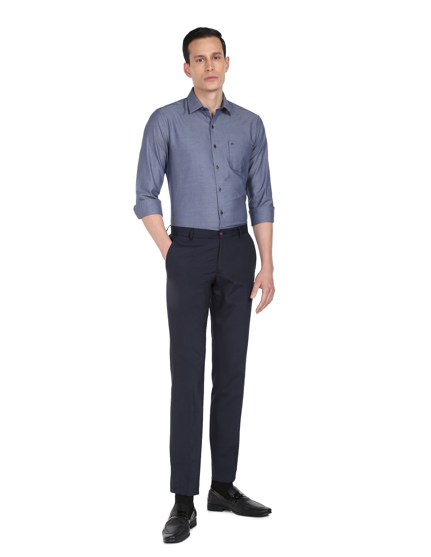 Arrow Patterned Weave Manhattan Slim Fit Shirt