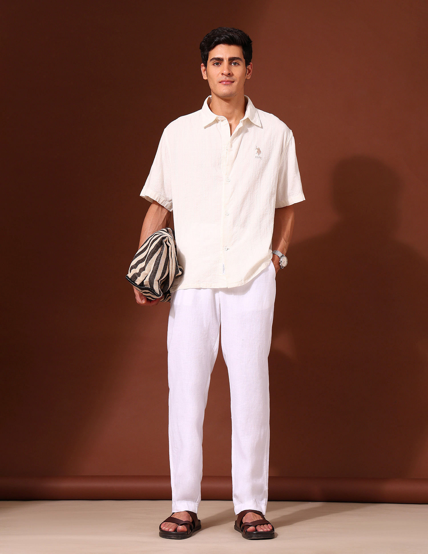U.S. Polo Assn. Textured Pure Cotton Shirt