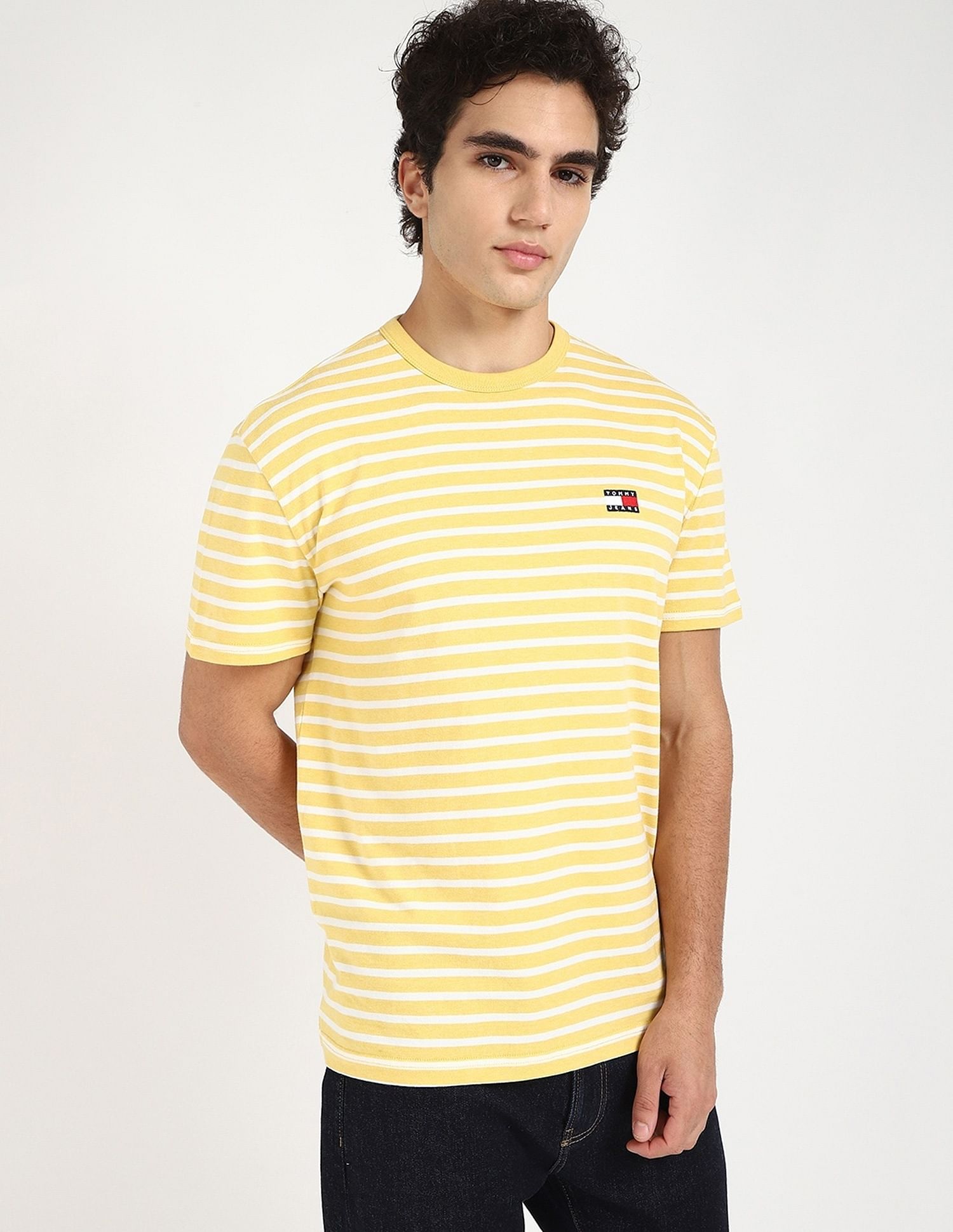 Tommy Hilfiger Logo Striped Regular-Fit Cotton T-Shirt