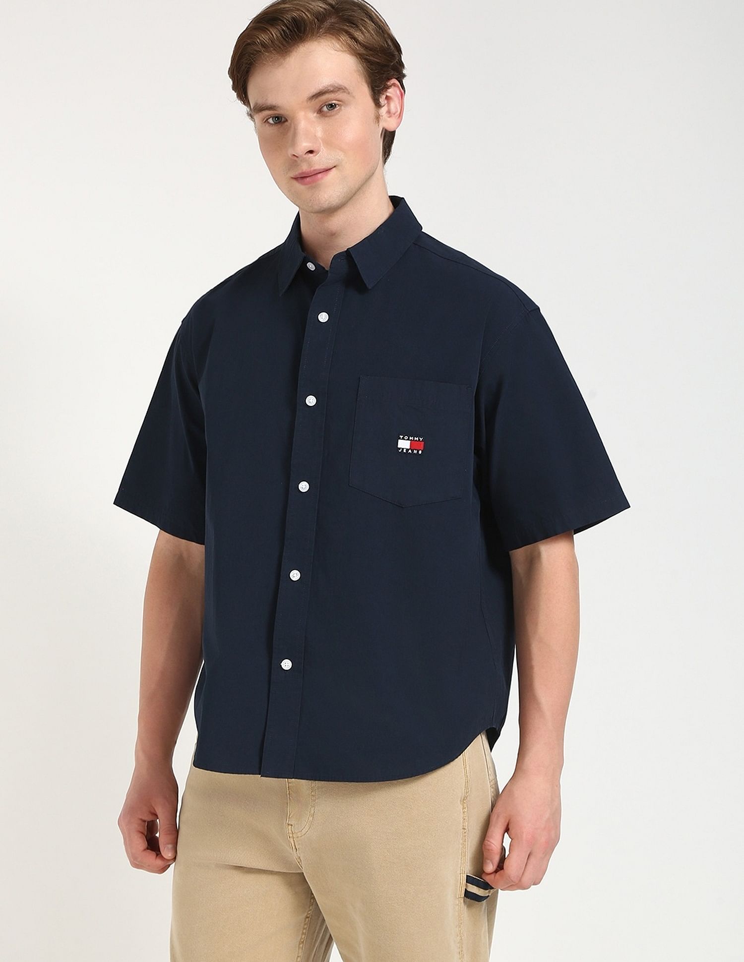 Tommy Hilfiger Solid Oversize-Fit Cotton Shirt