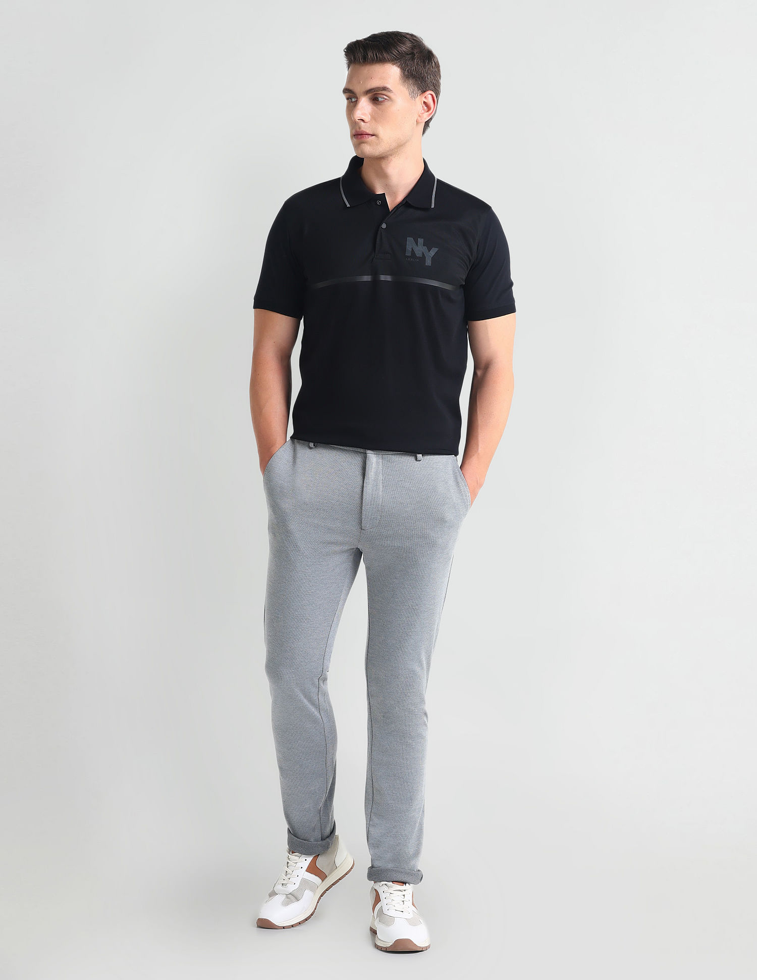 Arrow Newyork Tipped Collar Horizontal Stripe Polo Shirt