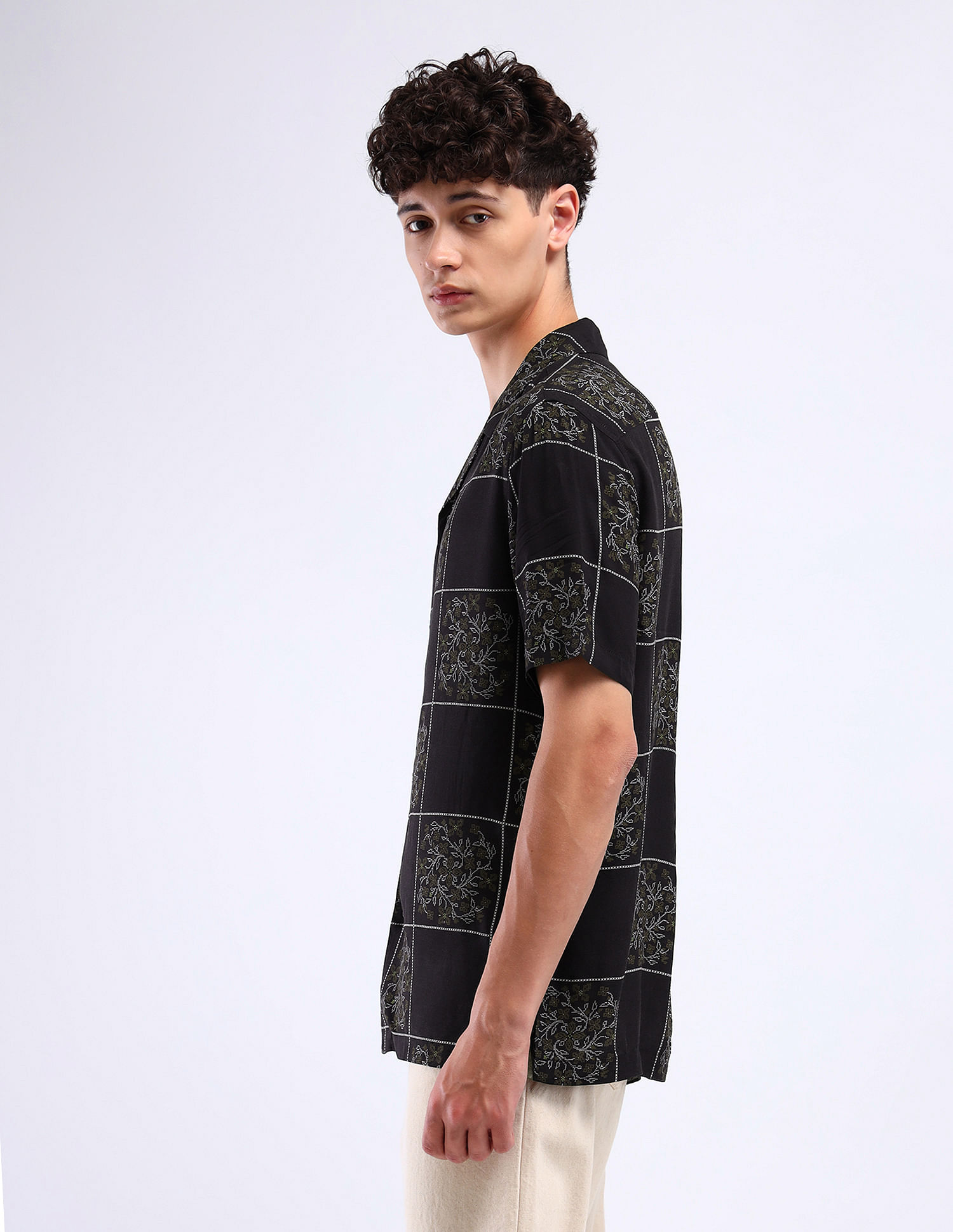 Flying Machine Cuban Collar Cotton Shirt