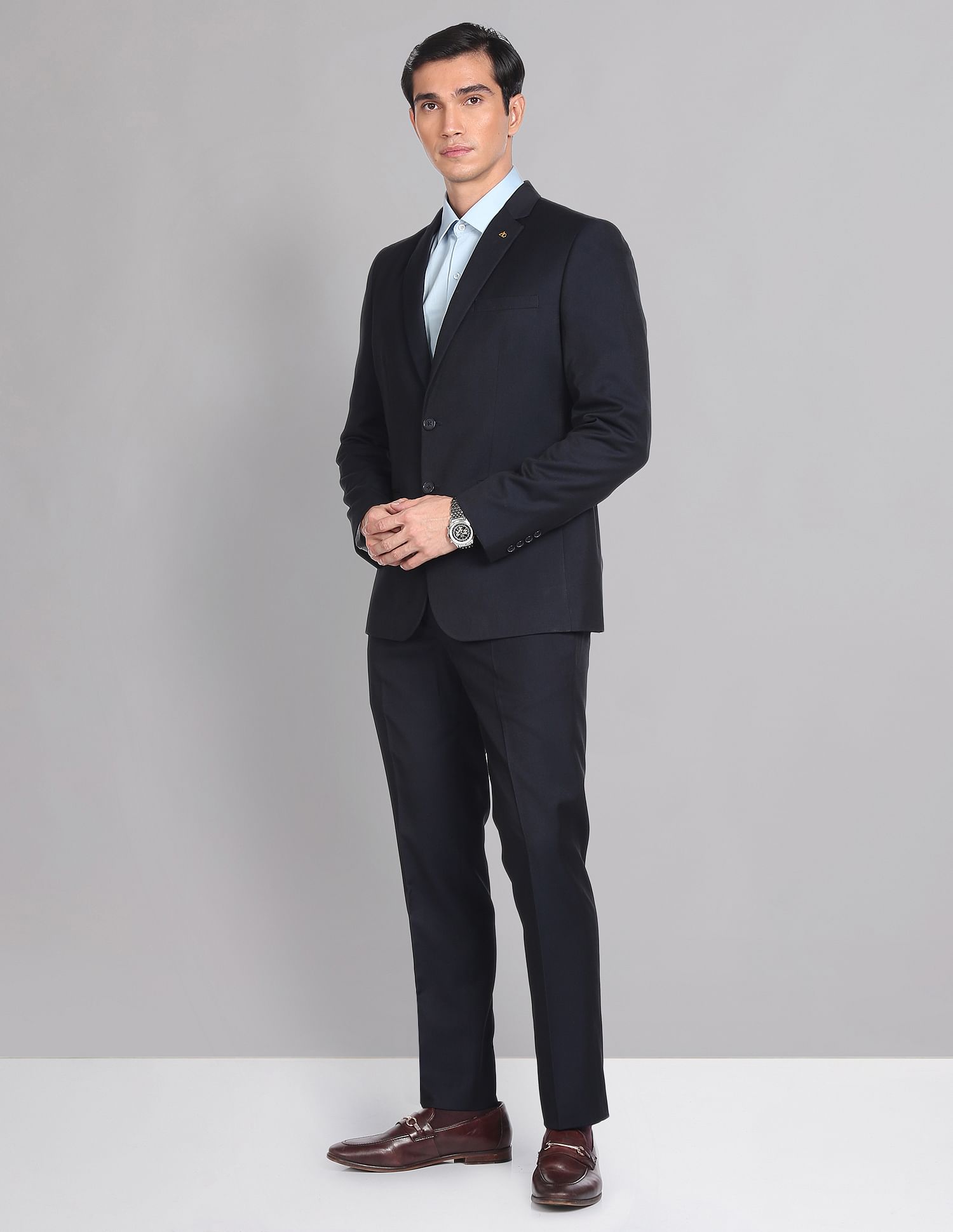 AD by Arvind Tailored Regular Fit Solid Two Piece Suit