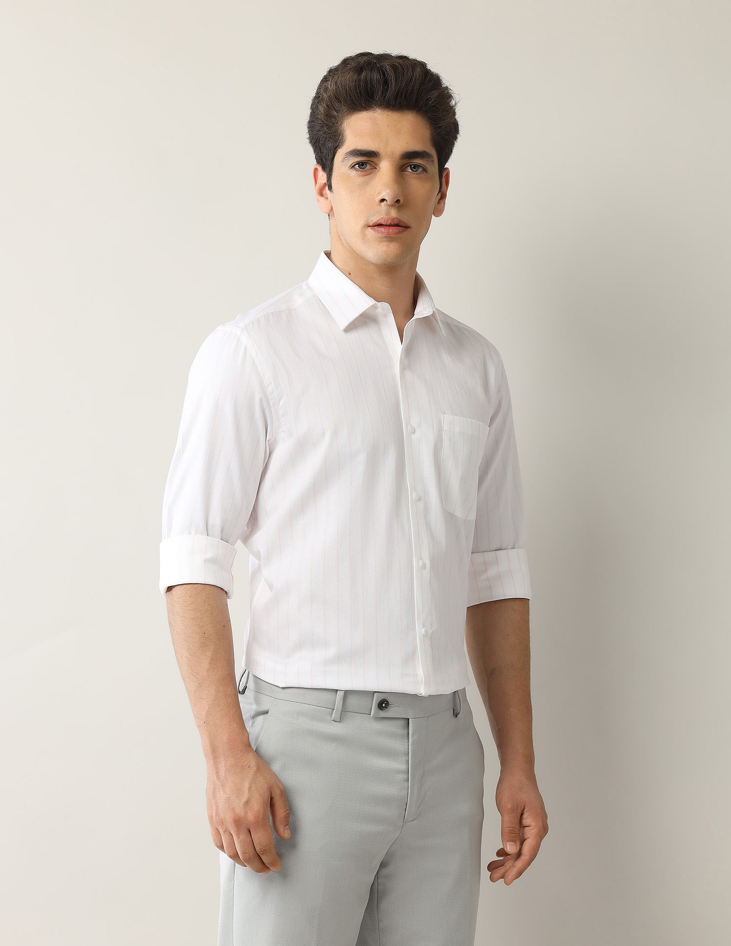 Arrow Liberty Classic Fit Vertical Striped Shirt