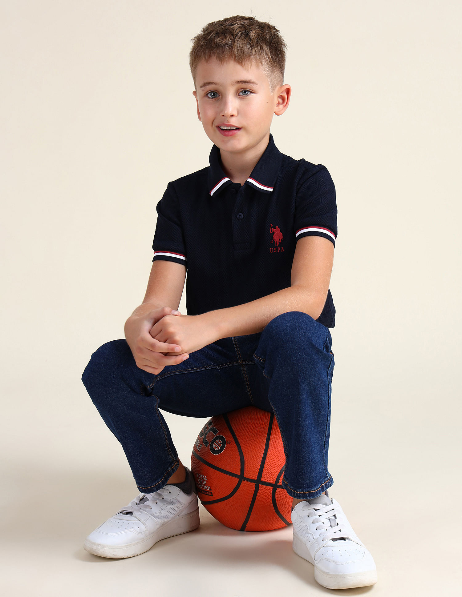 U.S. Polo Assn. Kids Boys Textured Slim Fit Polo Shirt