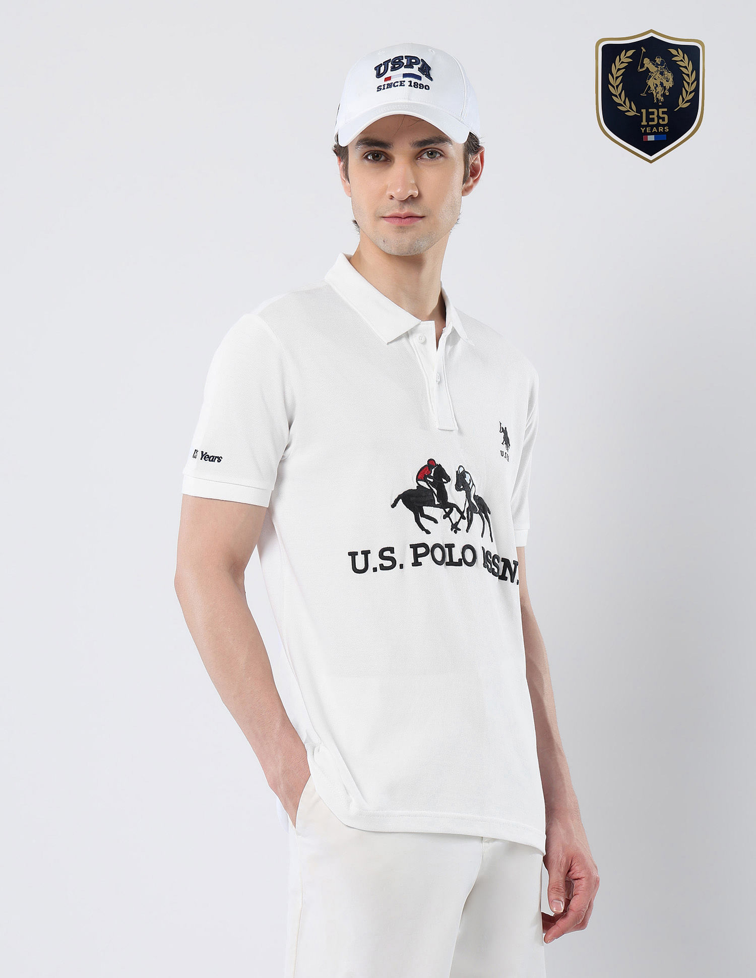 U.S. Polo Assn. Brand Embroidered 135 Anniversary Polo Shirt