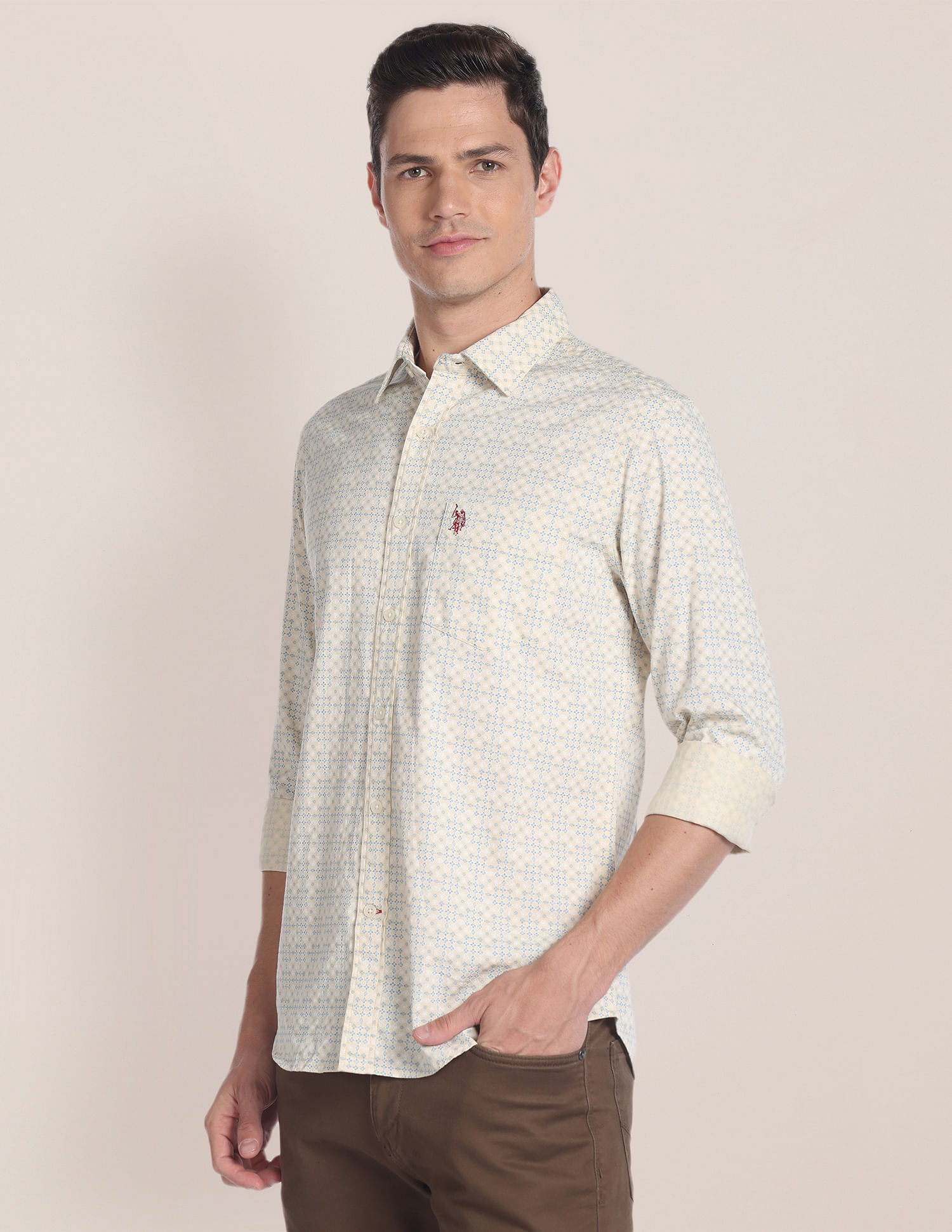 U.S. Polo Assn. Cutaway Collar Motif Print Shirt