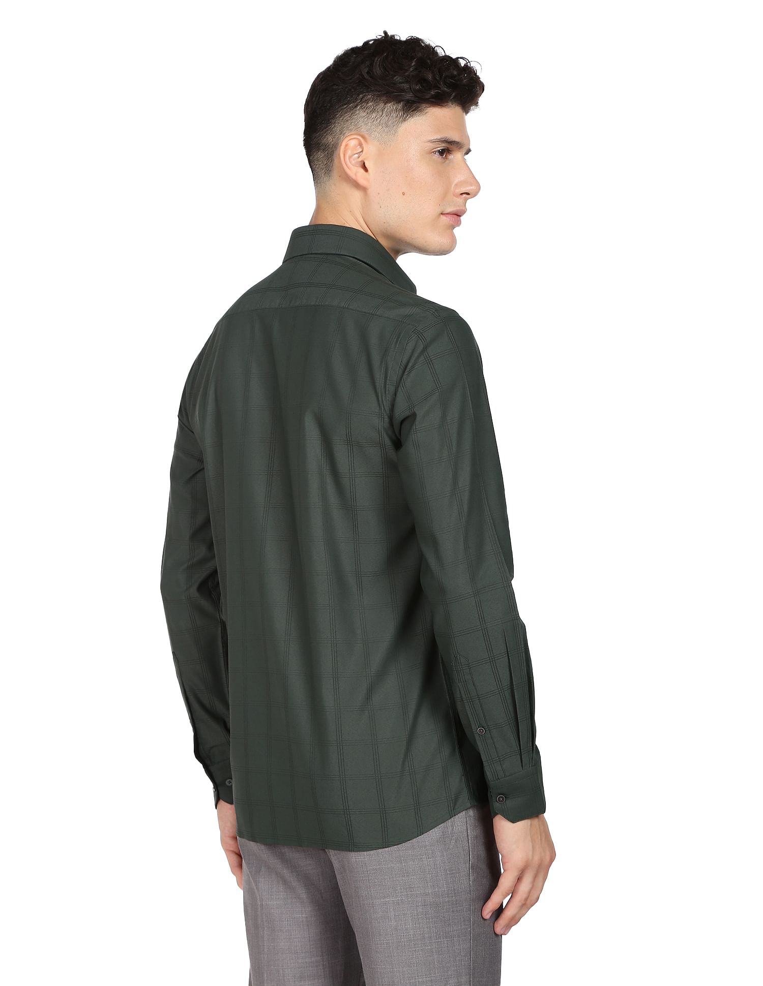 Arrow Cutaway Collar Windowpane Check Shirt