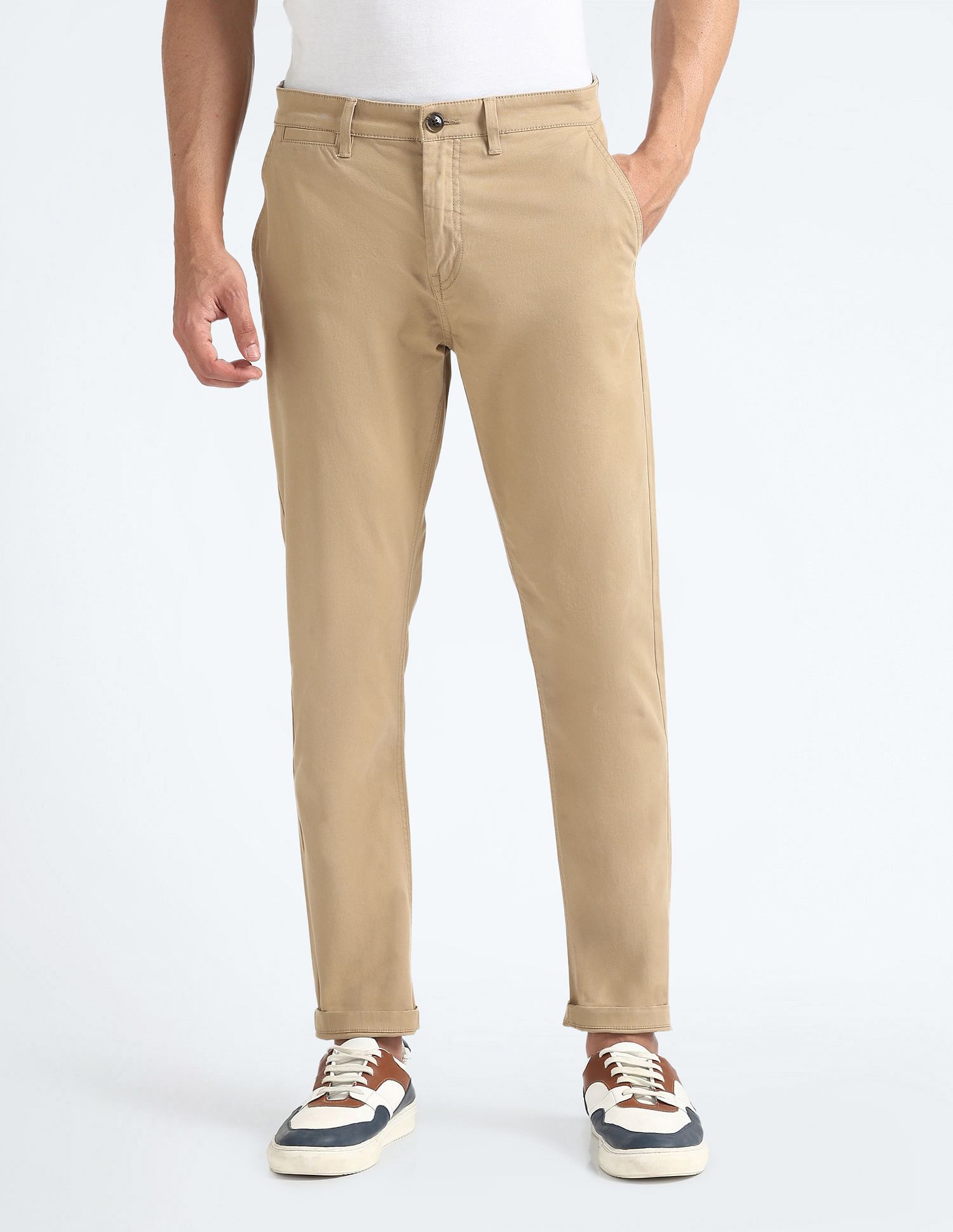 Flying Machine Slash Slim Tapered Solid Chinos