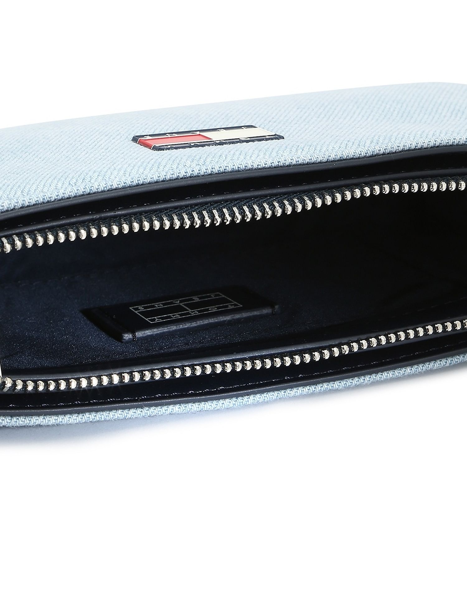 Tommy Hilfiger Solid Blue Cotton Shoulder Bag